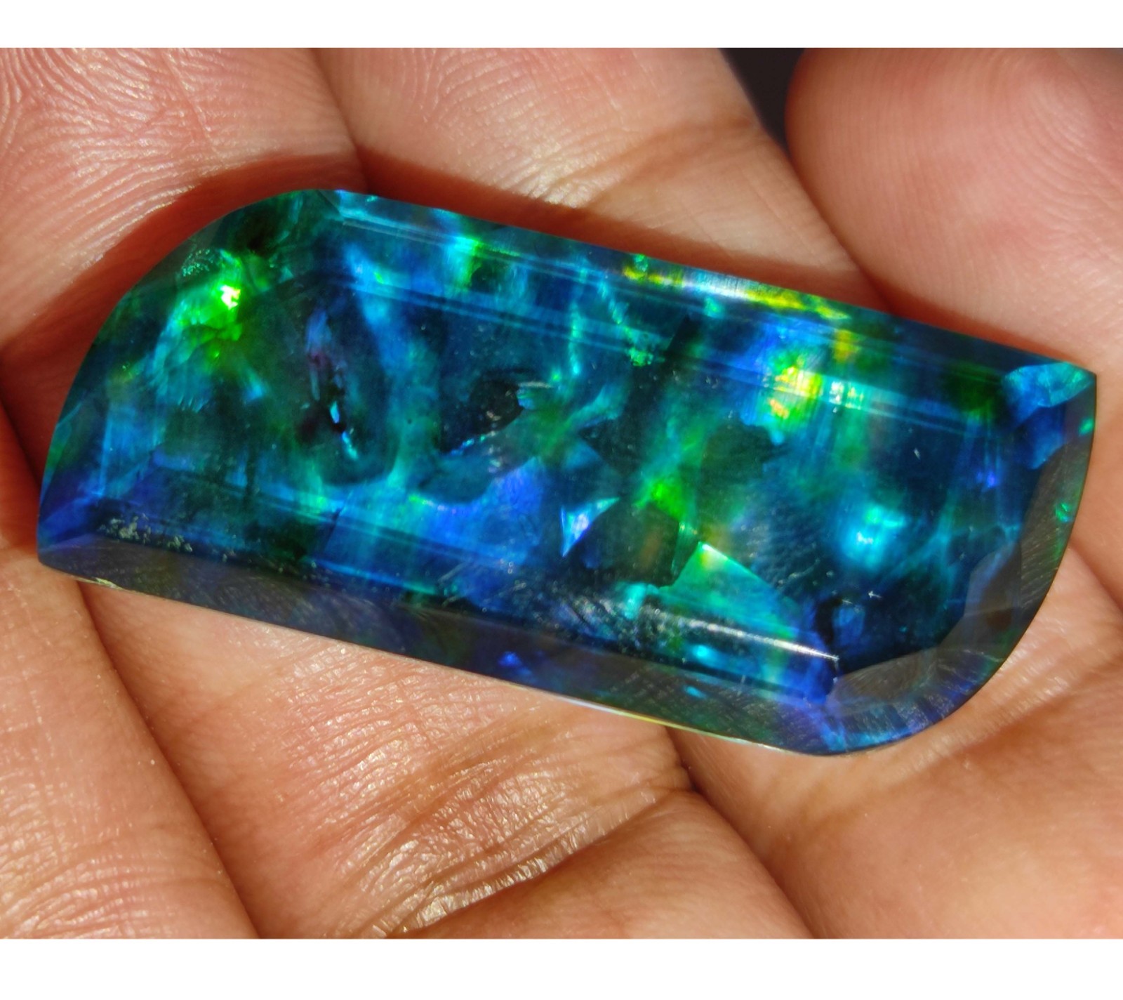 Natural Ammolite Fancy Cut Opal-Like Organic Loose Doublet Gemstone 31.35 Ct A+