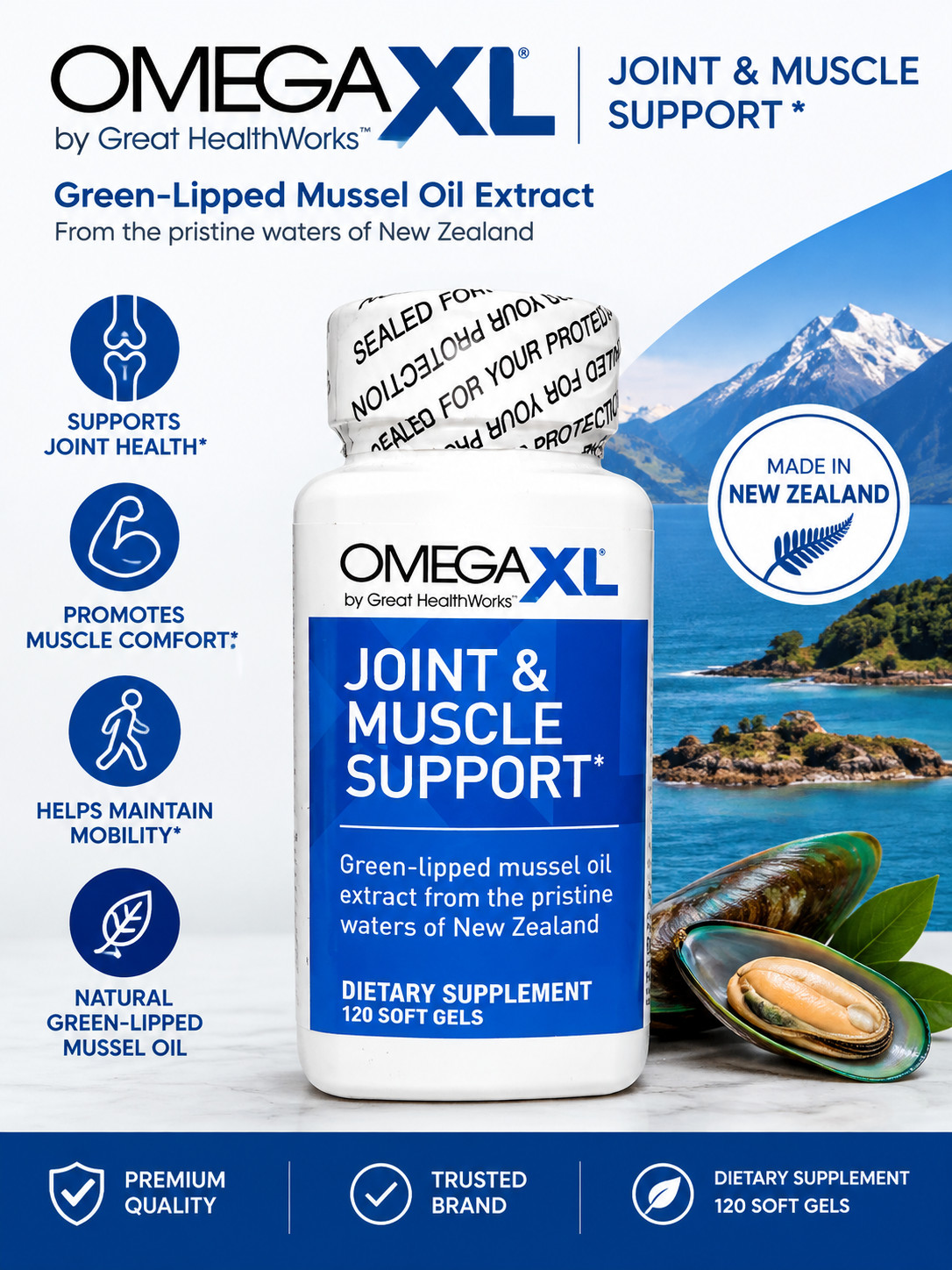 Authentic Omega XL 120 Softgels Joint & Muscle Support New Sealed Exp 01/2028 Authentic Omega XL 120 Softgels Joint & Muscle Support New Sealed Exp 01/2028