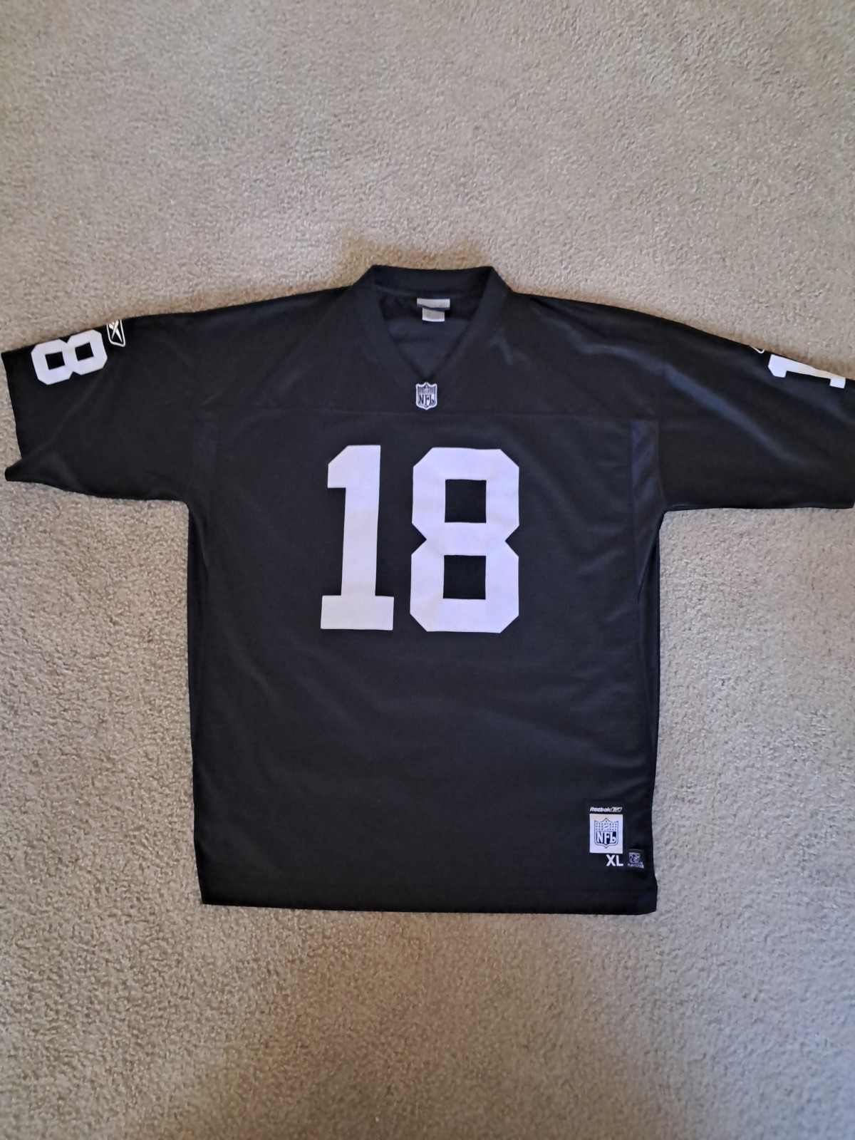 Vintage Reebok Oakland Raiders #18 Randy Moss Football Jersey Mens XL Black