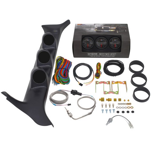 GlowShift Black Boost/EGT/Trans Temp Gauges & Pod Fits 92-97 Powerstroke 7.3L