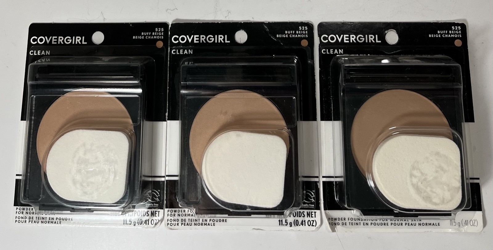 3x CoverGirl Clean Powder Foundation 525 BUFF BEIGE - NEW