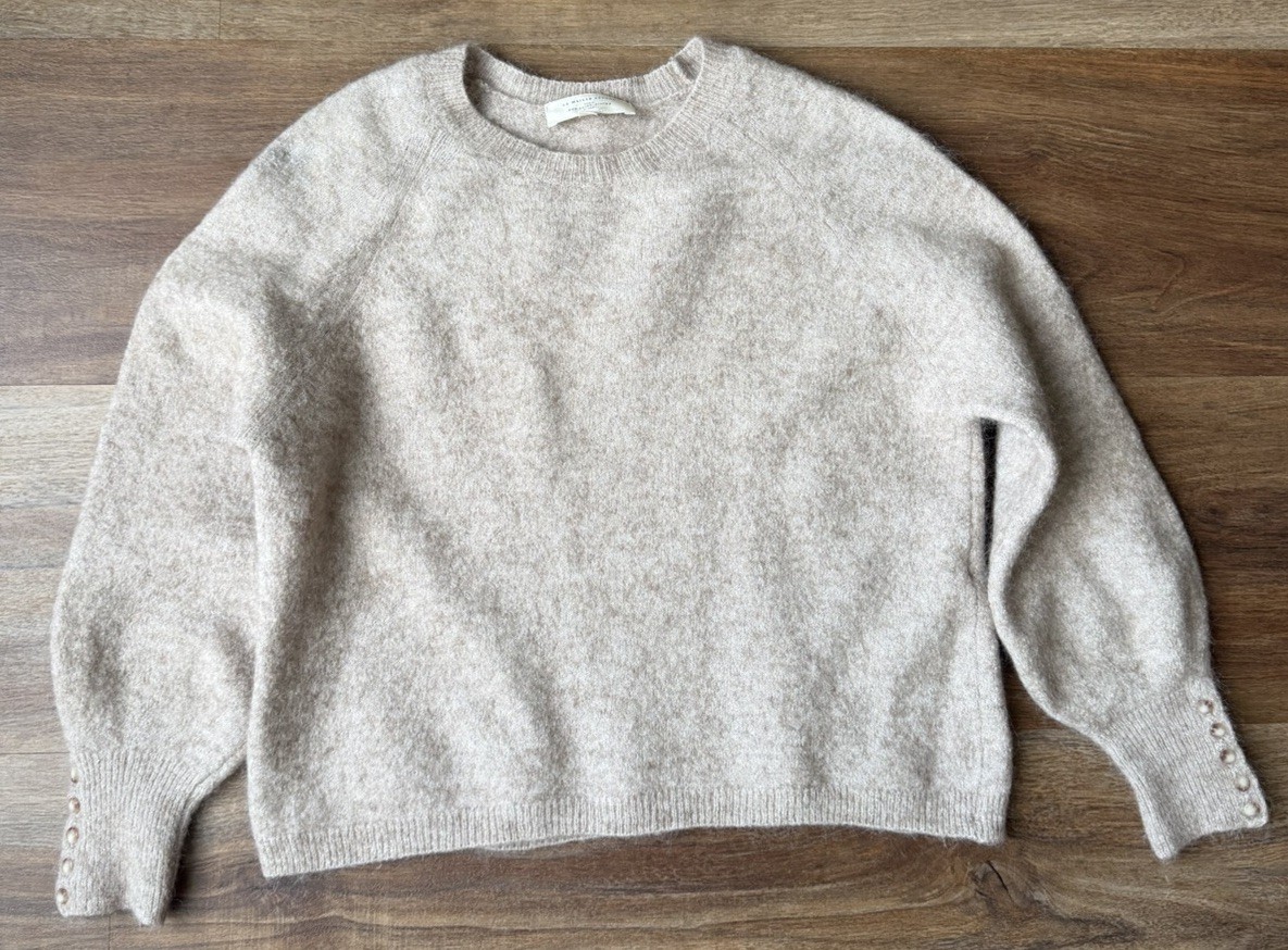 Sézane Paris Beige Mohair Wool Crewneck Sweater Size Small S Sézane Paris Beige Mohair Wool Crewneck Sweater Size Small S
