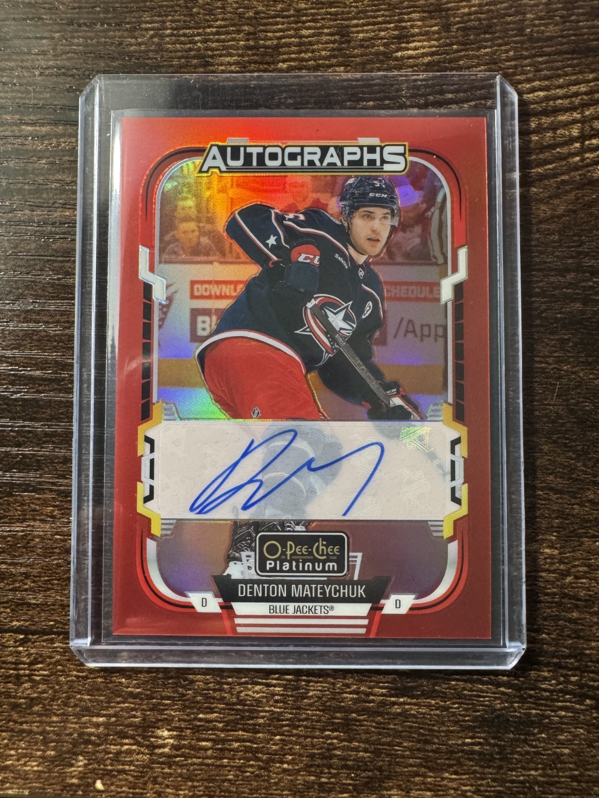 2025-26 O-Pee-Chee Platinum Denton Mateychuk Red Rainbow Auto #RA-DM