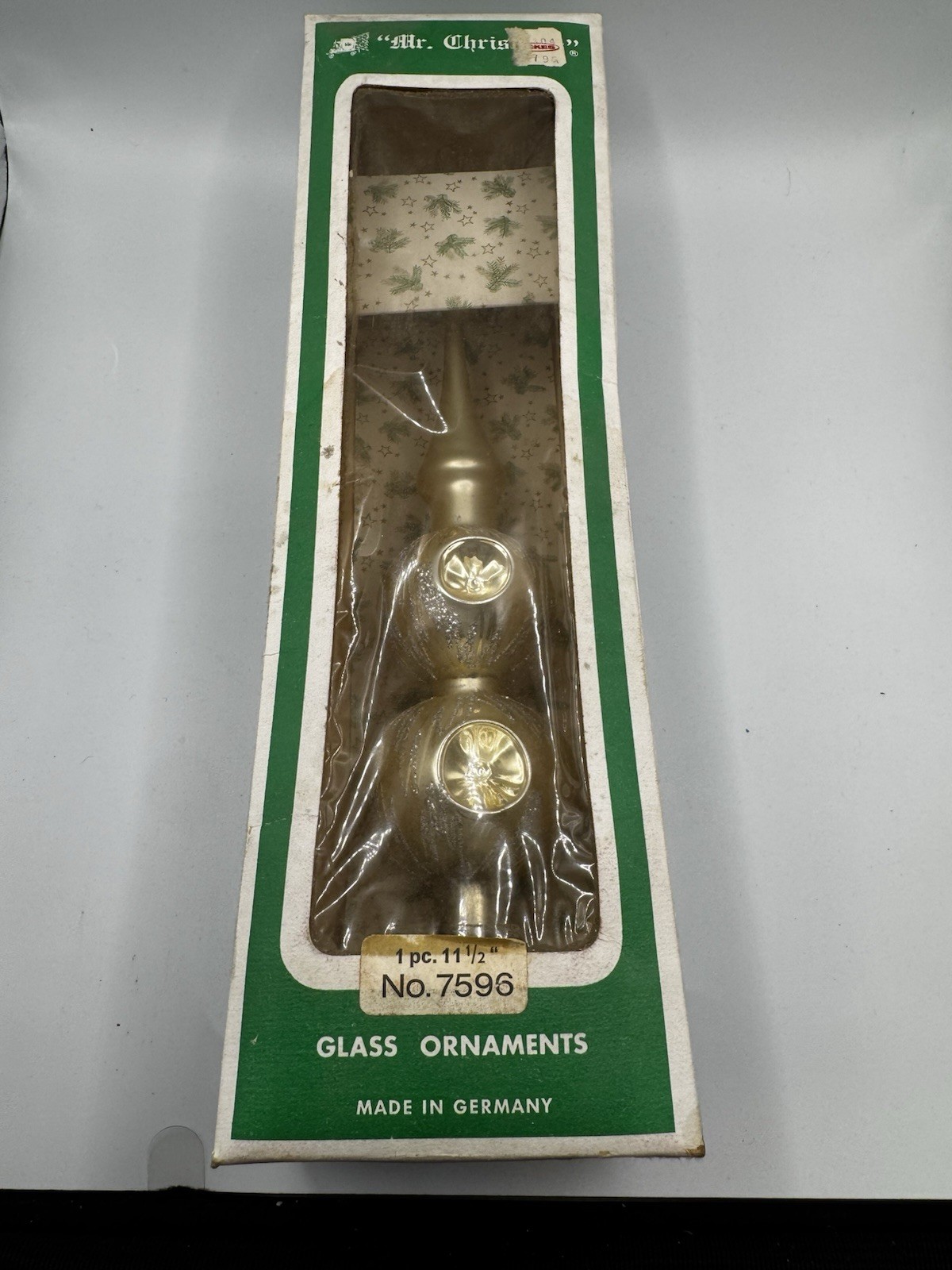 Vintage Mr Christmas Tree Topper Mercury Glass 4 Indents 1960s Germany Org Box
