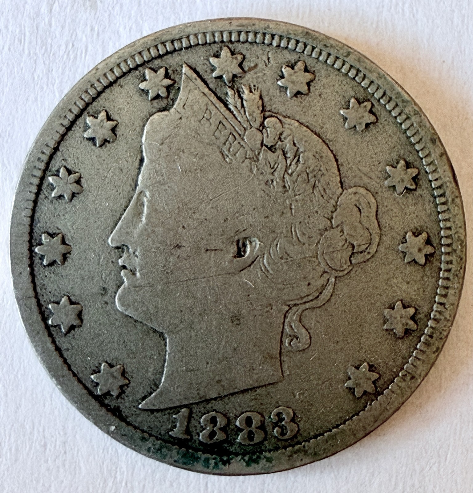 Antique 1883 V Nickel Liberty 5C Coin - No CENTS    (K)
