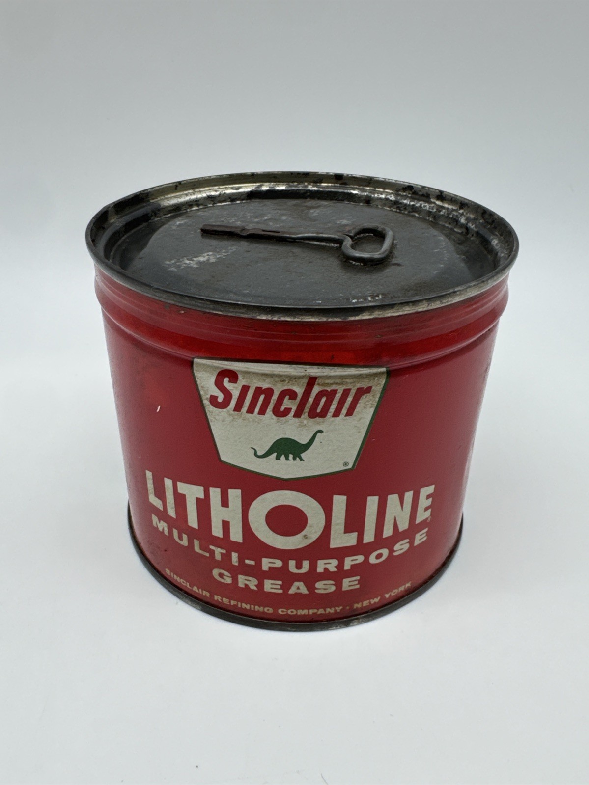 Vintage Sinclair Litholine Multi-Purpose Grease Can Unopened  W/Key Dinosaur