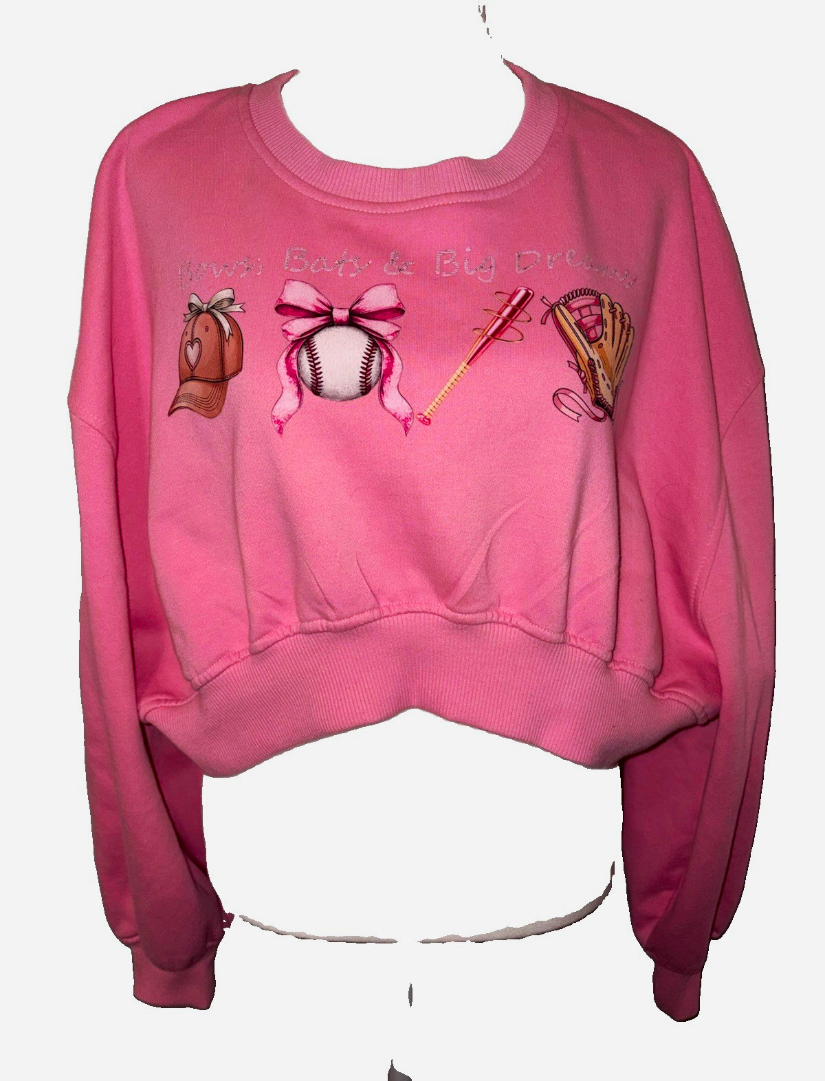 BP. Pink Graphic Print Crewneck Fleece Pullover Sweatshirt Long Sleeve L BP. Pink Graphic Print Crewneck Fleece Pullover Sweatshirt Long Sleeve L