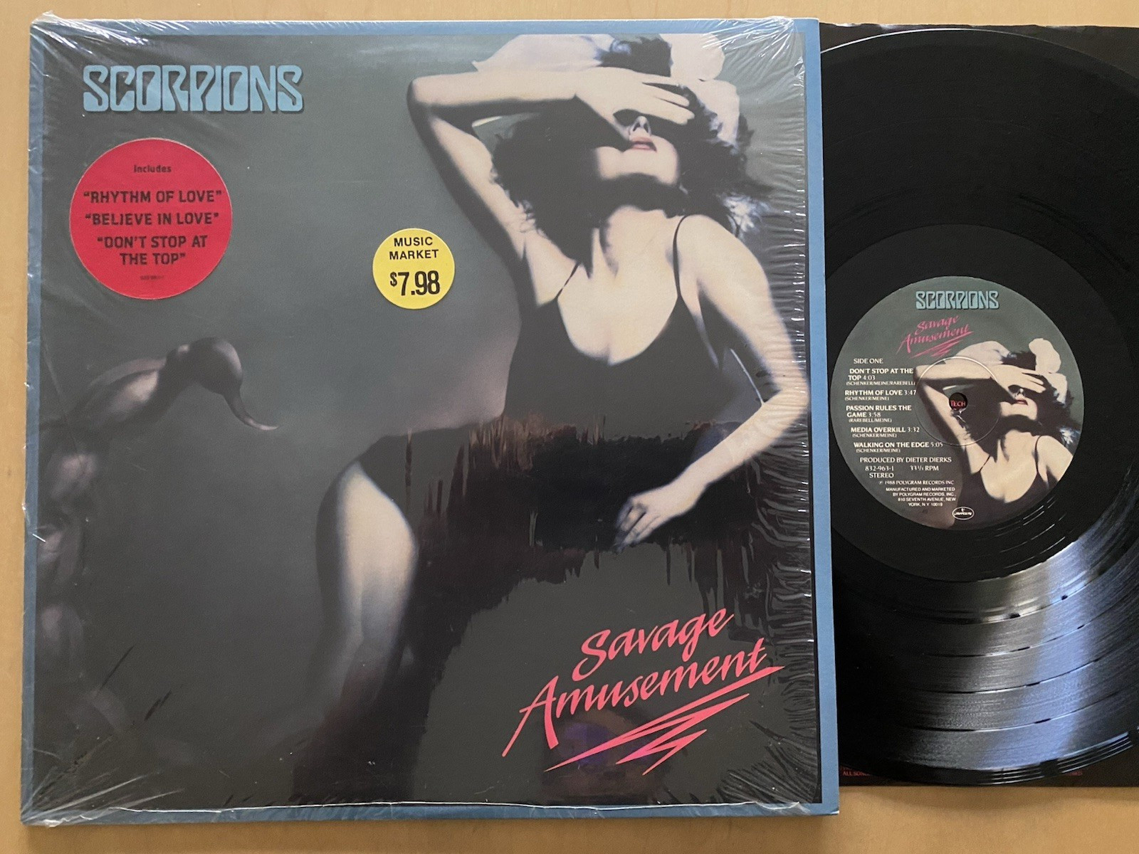 SCORPIONS SAVAGE AMUSEMENT '88 1ST PRESS HARD ROCK HEAVY METAL INNER SHRINK HYPE