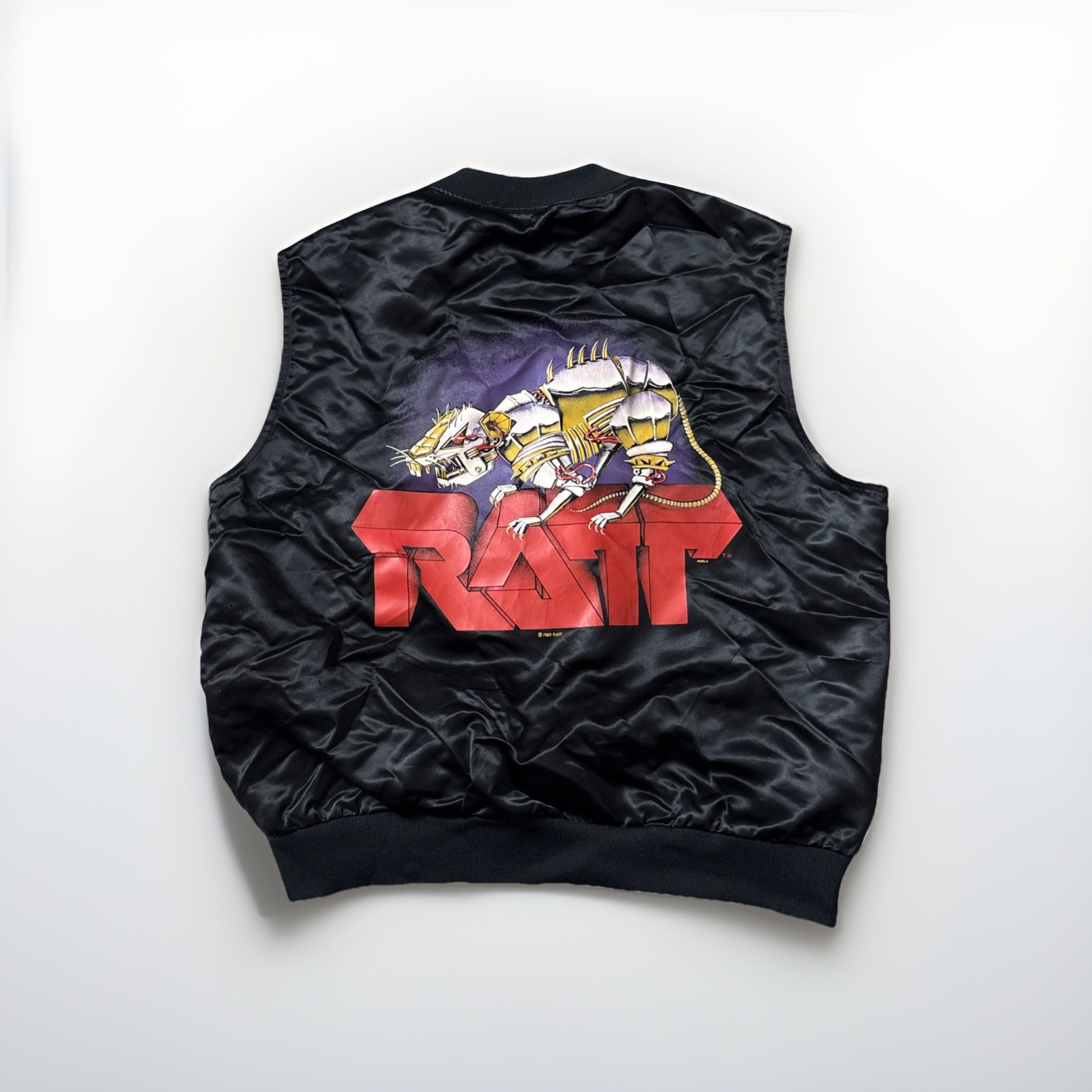 Vintage 1983 Ratt Out Of The Cellar Tour Satin Vest Size Medium Rare USA Band