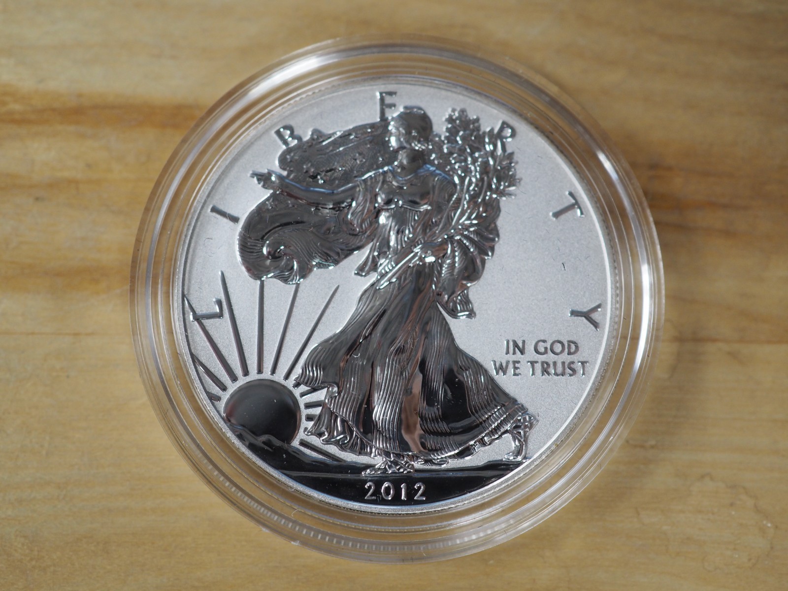 2012 S 1 oz American Silver Eagle REVERSE PROOF in capsule - 