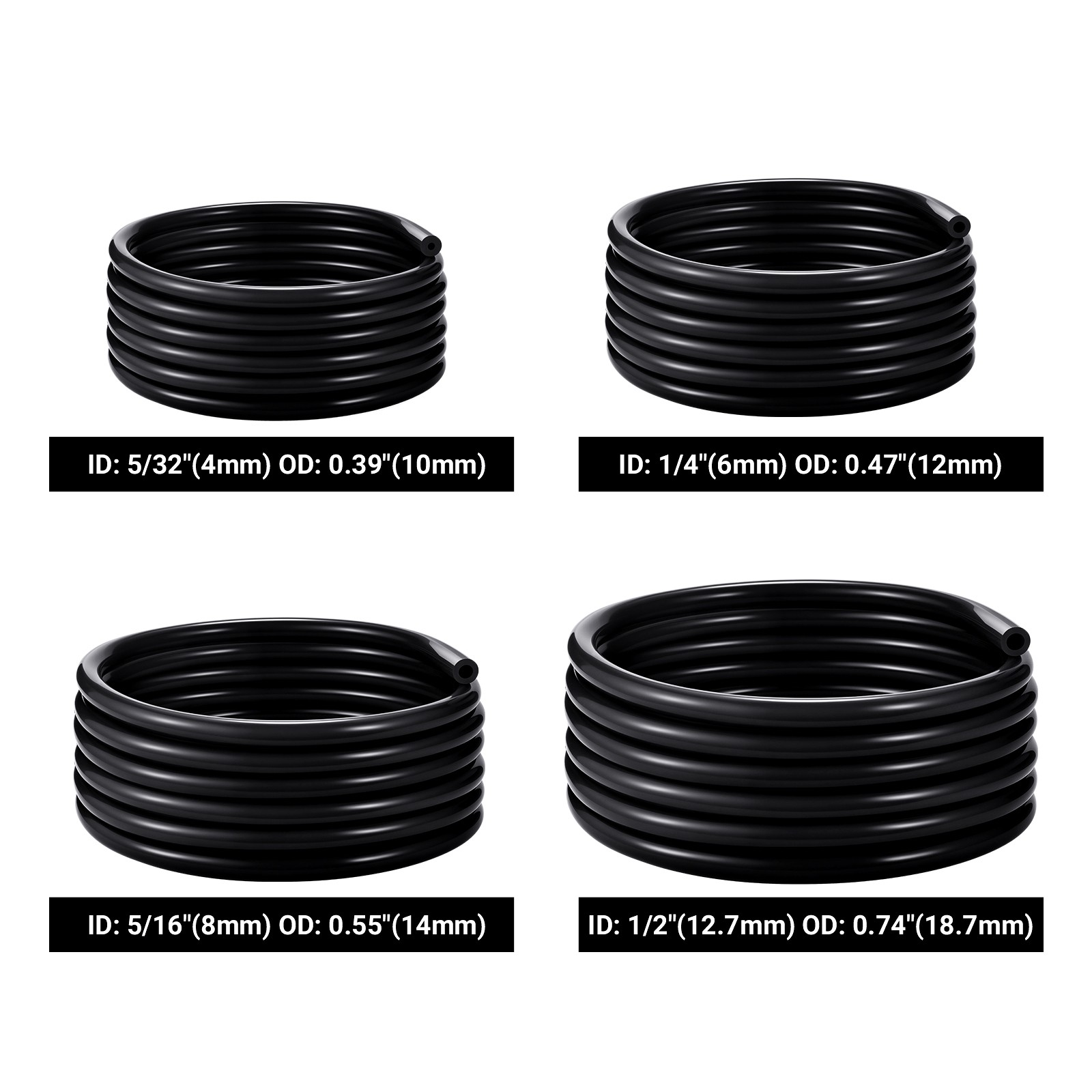 4 PACKS 10FT Automotive Car Silicone Vacuum Tubing Hose Line Kit 4/6/8/12.7MM