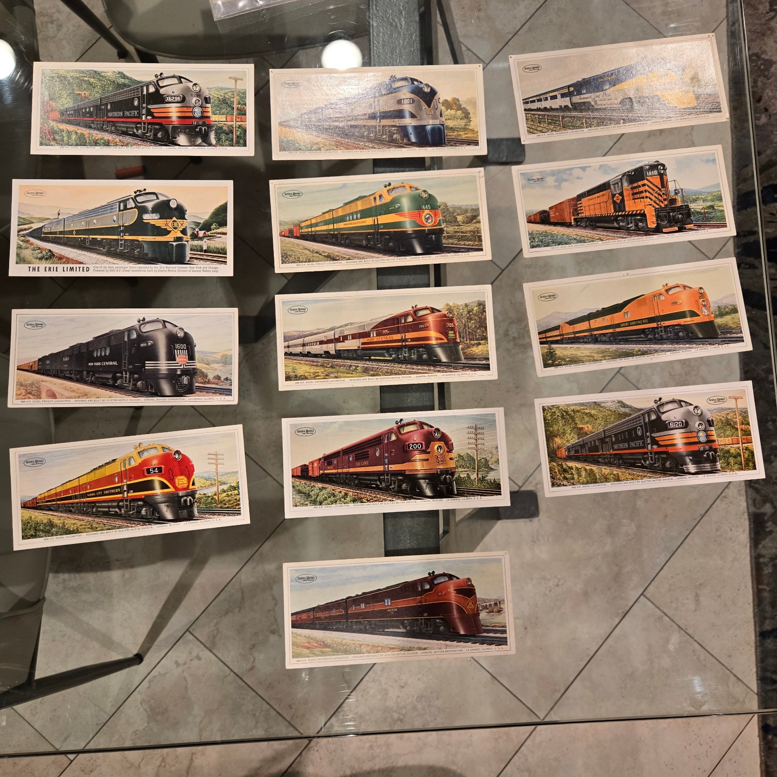 Lot of 13 Vintage GM EMD Diesel Locomotive Info Tech Data Cards