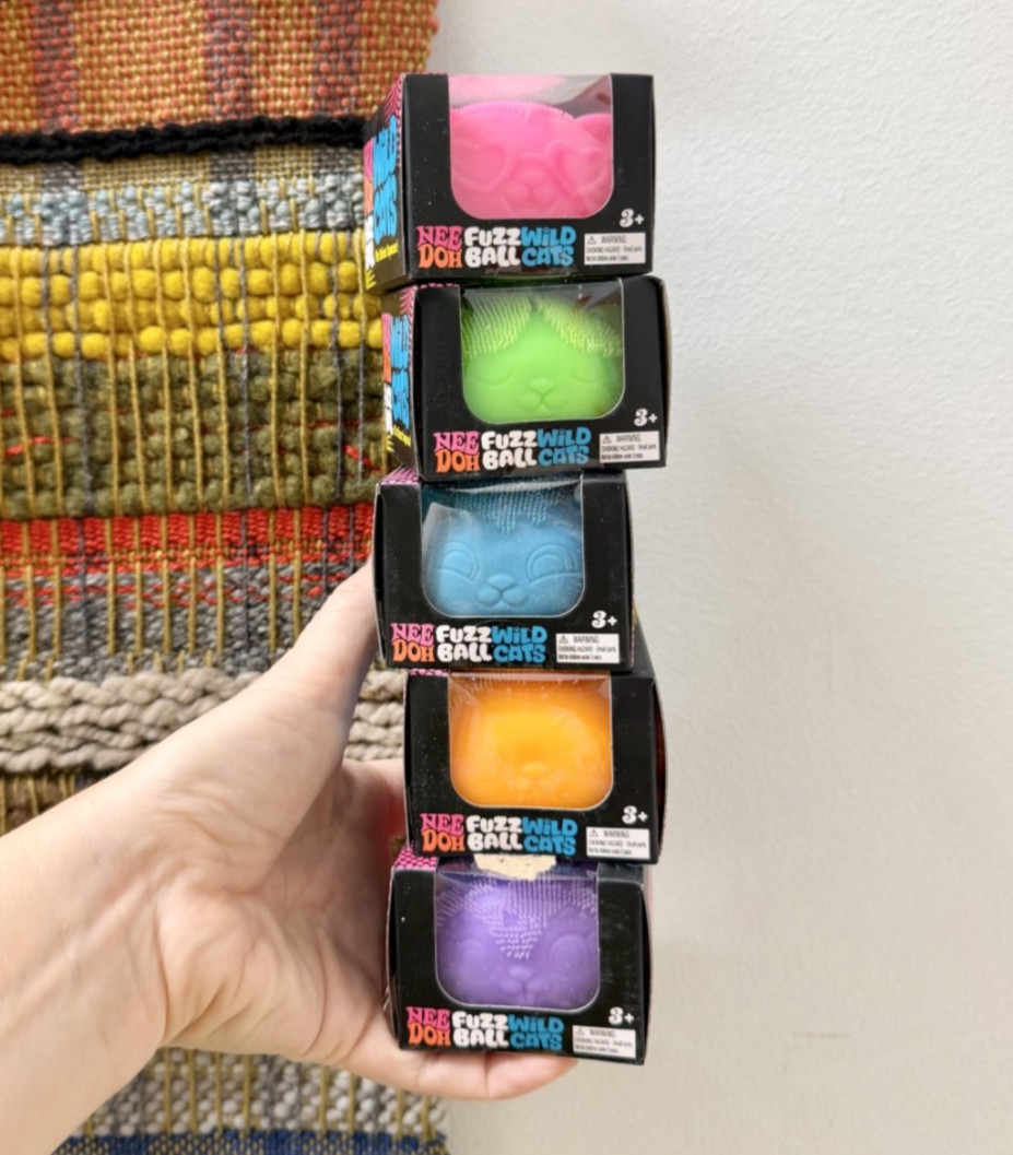 NeeDoh Wild Cats Fuzz Ball Complete 5 Color Set Schylling NEW NIB FAST SHIP cat