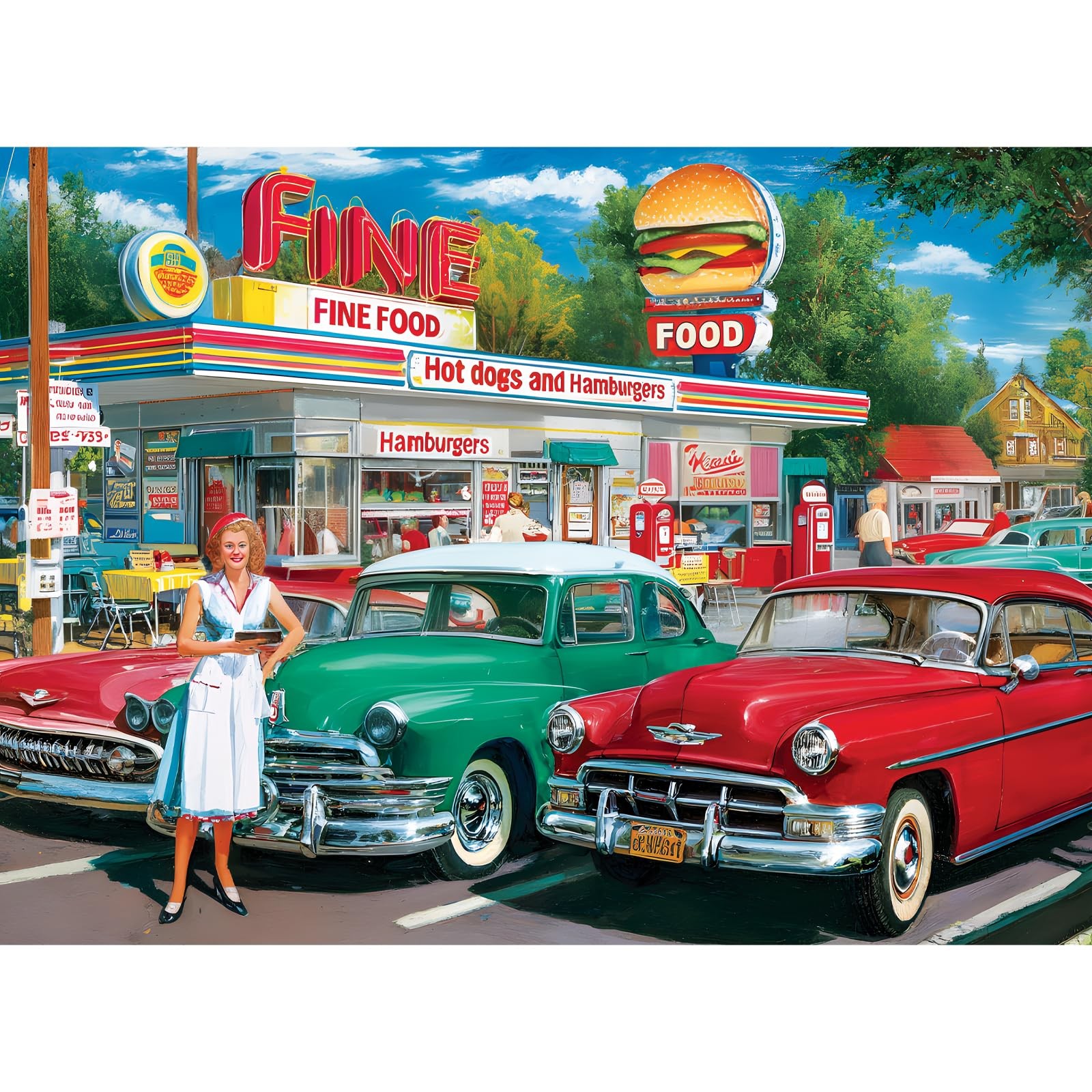 500 Pieces Jigsaw Puzzles, Retro Style 500 Piece Puzzles for Adults, Car and ...