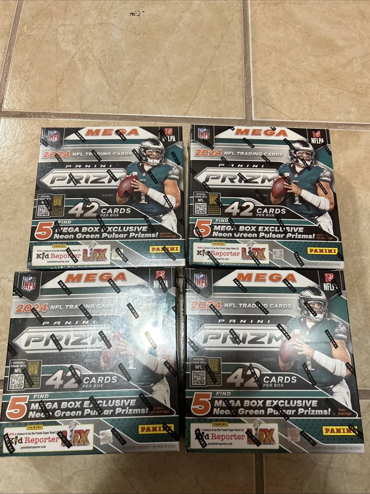 2024 Panini Prizm Football NFL Factory Sealed Mega Box Lot of 4