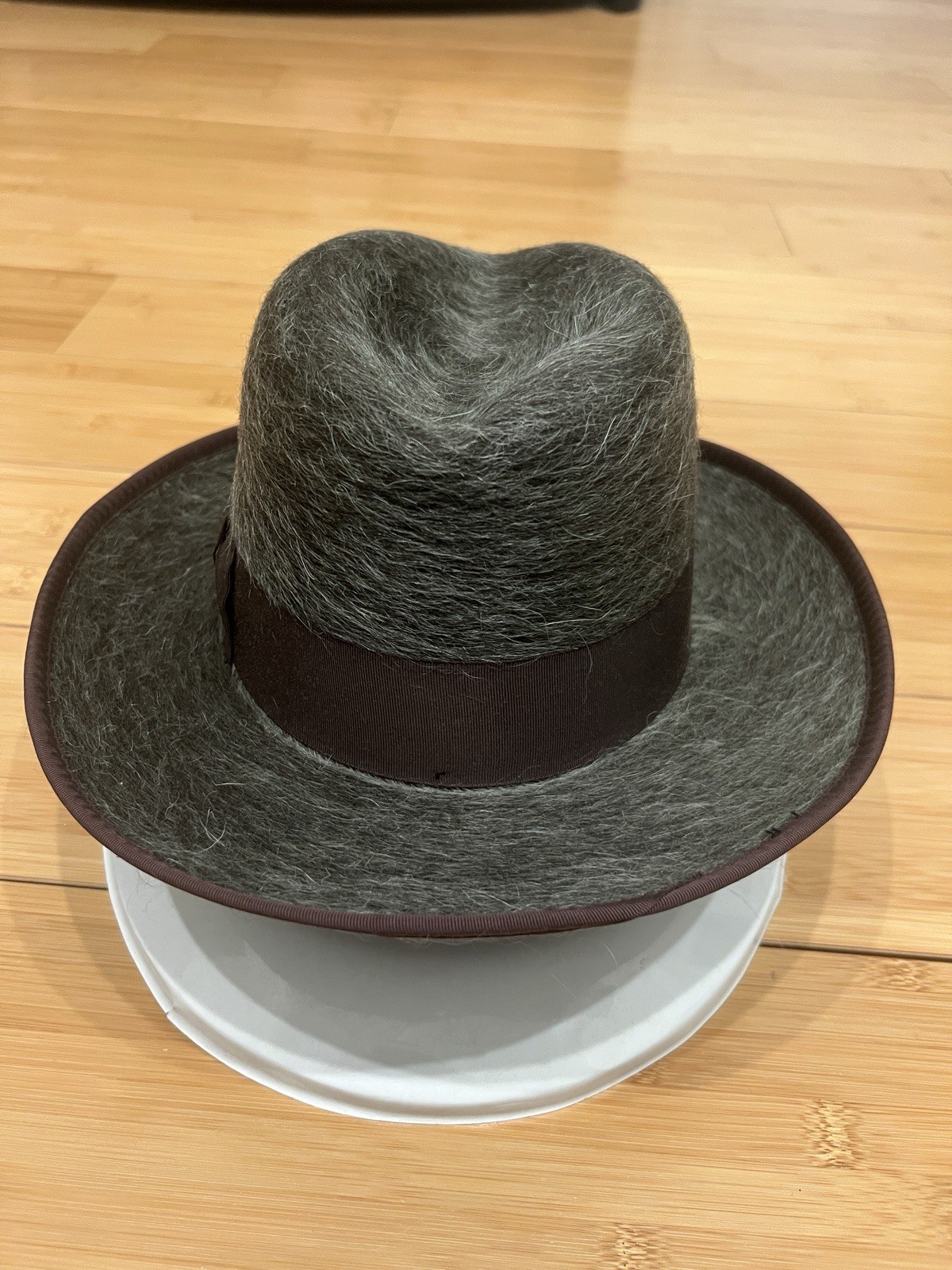Vintage Empire State Fashions grey long-hair beaver fur felt fedora hat