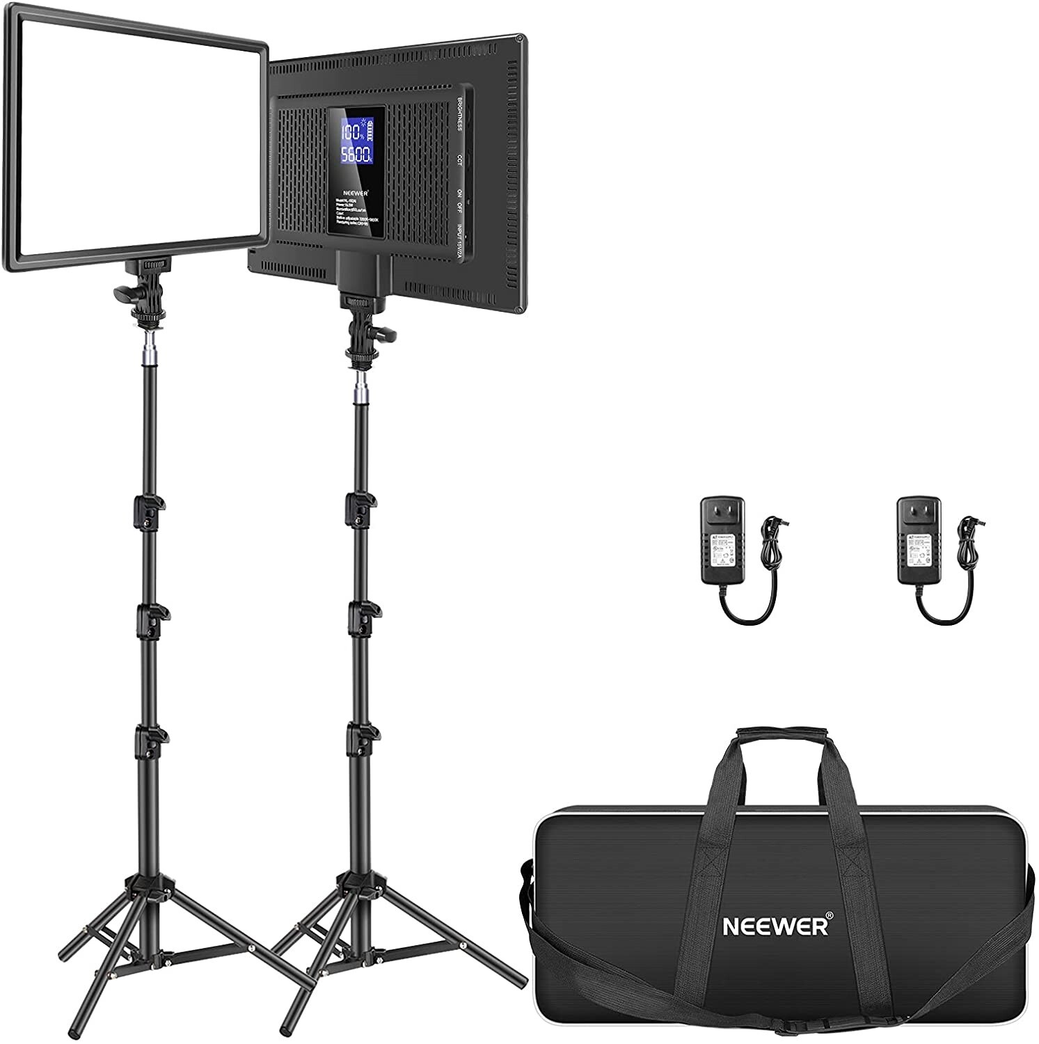 NEEWER LED Video Lighting Kit with Light Stand 2-Pack 384 LED Soft Video Light