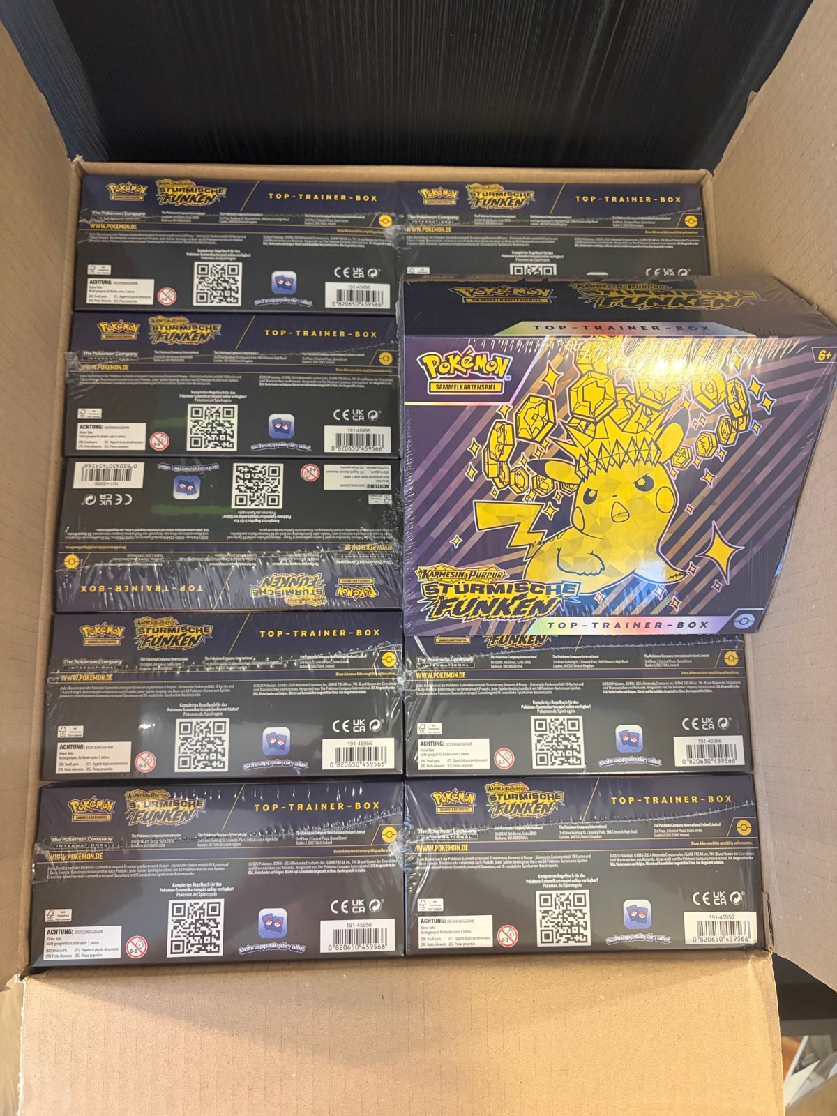1x Pokemon Crimson & Purple Stormy Sparks Top Trainer Box GERMAN ETB