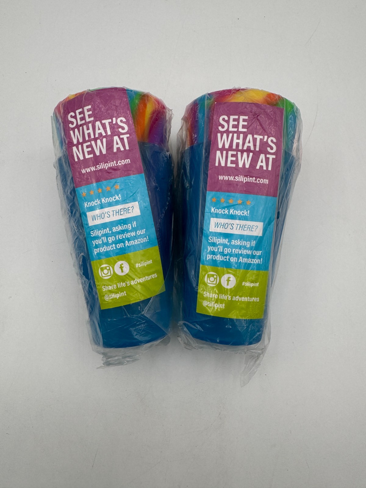 Set of 4 SILIPINT Silicone 16 oz Pint Tumblers Tie Dye Swirls and Solid Blue Set of 4 SILIPINT Silicone 16 oz Pint Tumblers Tie Dye Swirls and Solid Blue