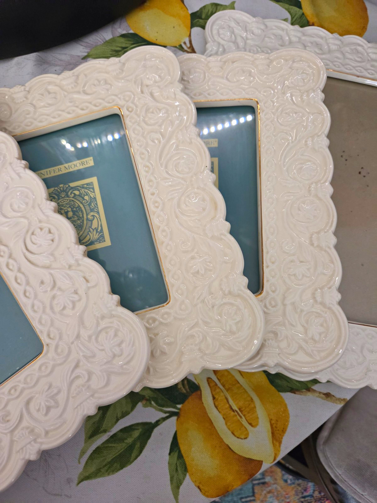 Vintage Jennifer Moore White Ornate Ceramic Photo Frame Collection Vintage Jennifer Moore White Ornate Ceramic Photo Frame Collection