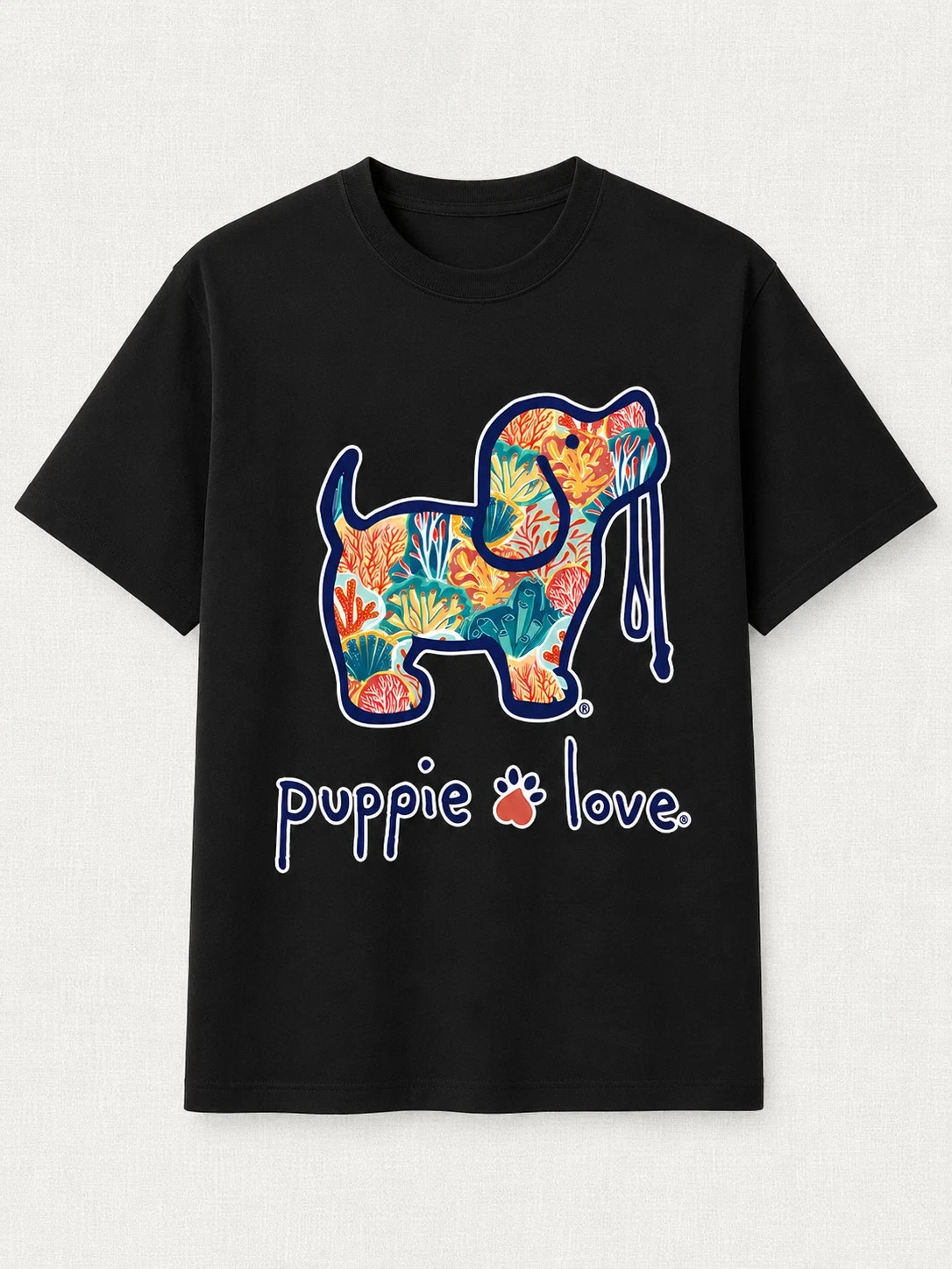 Puppie Love Dog Coral Reef Graphic Tee Sizes S-5XL
