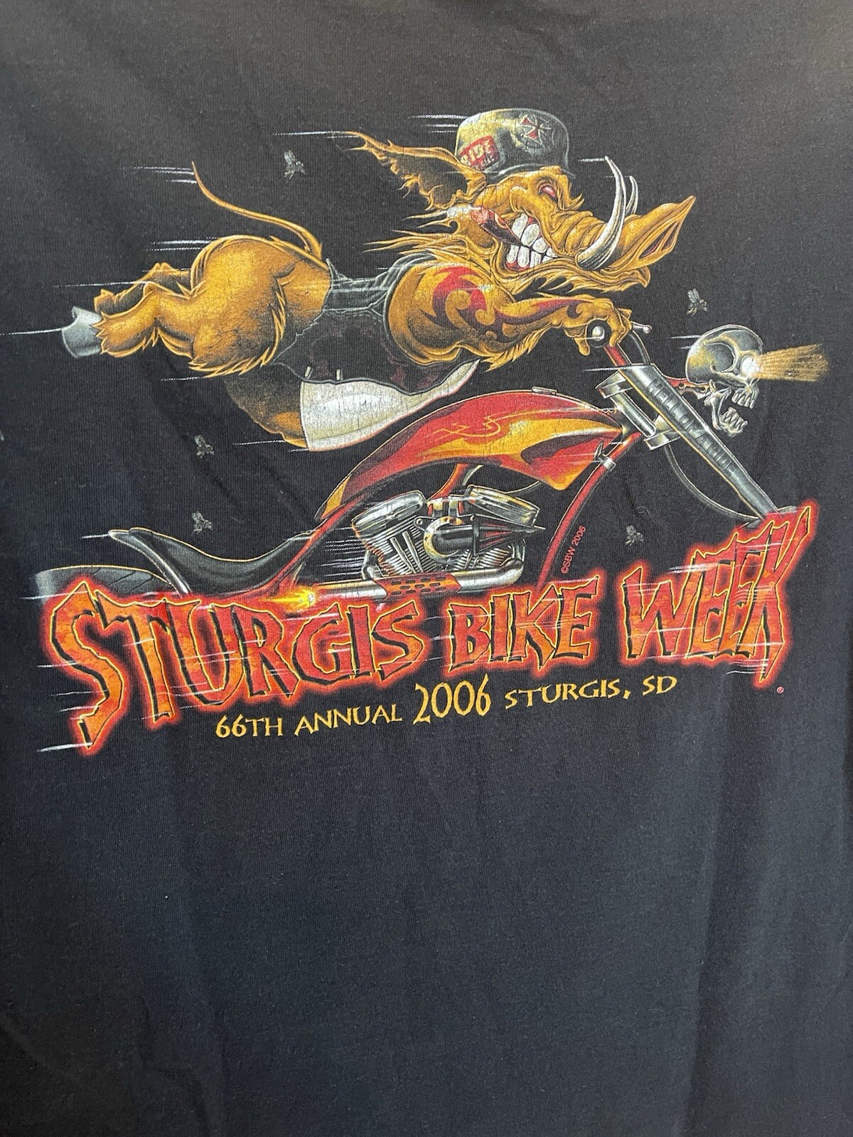 2006 Sturgis Bike Week Pork Chop Hog Smoker Adult Large Black W/Pocket