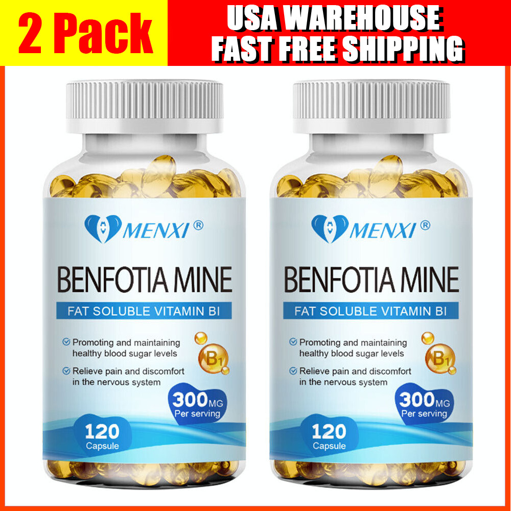 2 Packs Benfotiamine 300mg, 240 Capsules Total - Gluten Free and Non-GMO