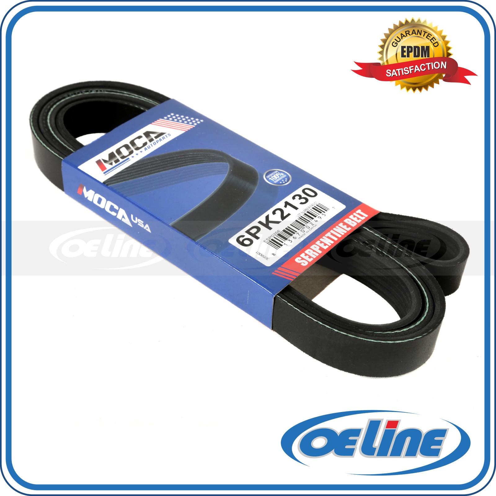 6PK2130 EPDM Serpentine Belt for Ford F-150 Focus Hyundai Sonata Kia Volkswagen