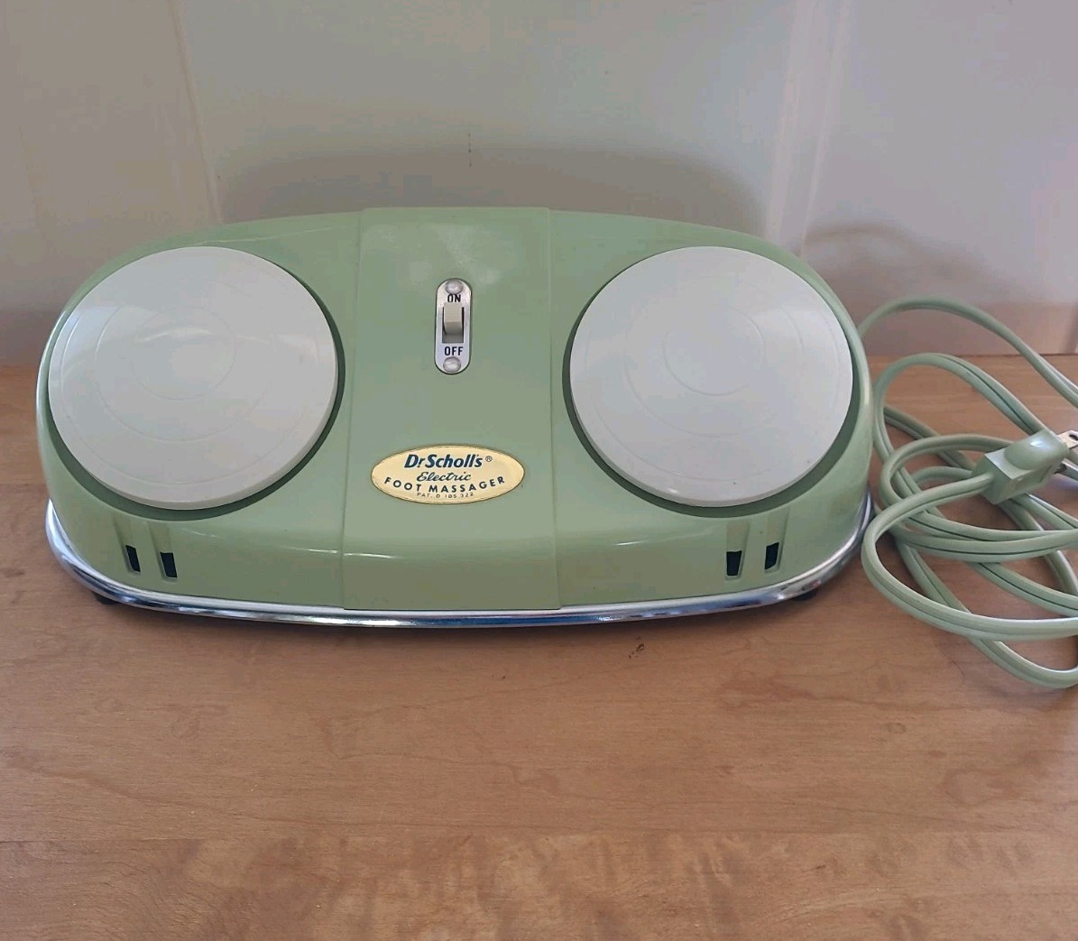 VTG \'50s Dr. Scholls Mint Green Electric Vibrating Dual Head Foot Massager Works