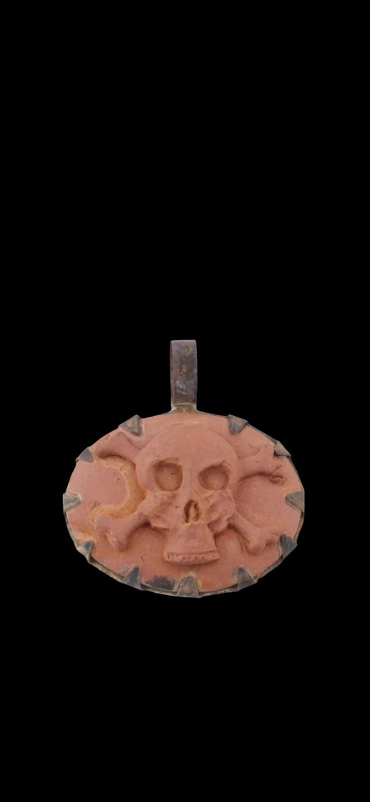 Antique Ww2 Era Central European Unique Europe 1940s Handmade Clay Pendant 