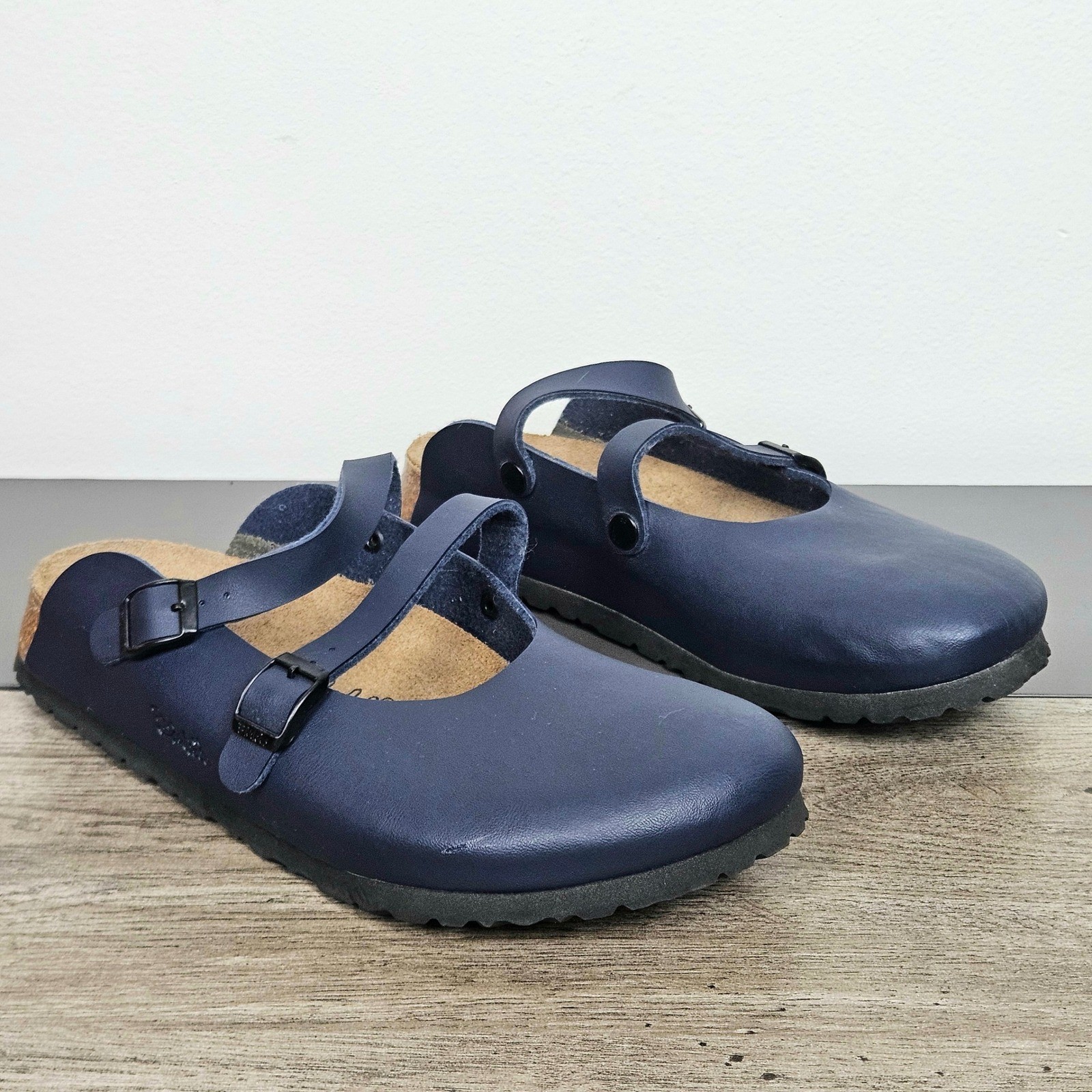 Birkis by Birkenstock Dorian Clogs Sz 41 US 10 Navy Blue Double Strap Mary Jane