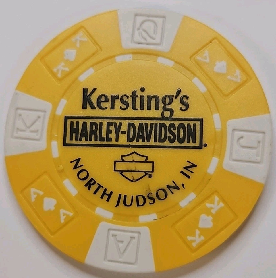 KERSTINGS HARLEY DAVIDSON OF NORTH JUDSON, INDIANA DEALER POKER CHIP USED 