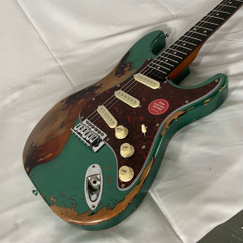 custom green Aged Electric Guitar Alder Body Tremolo Bridge fast delivery