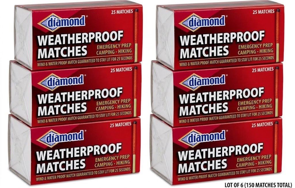 Lot of 6 Diamond Weatherproof Matches 25ct Wind Waterproof Survival Fire Starter