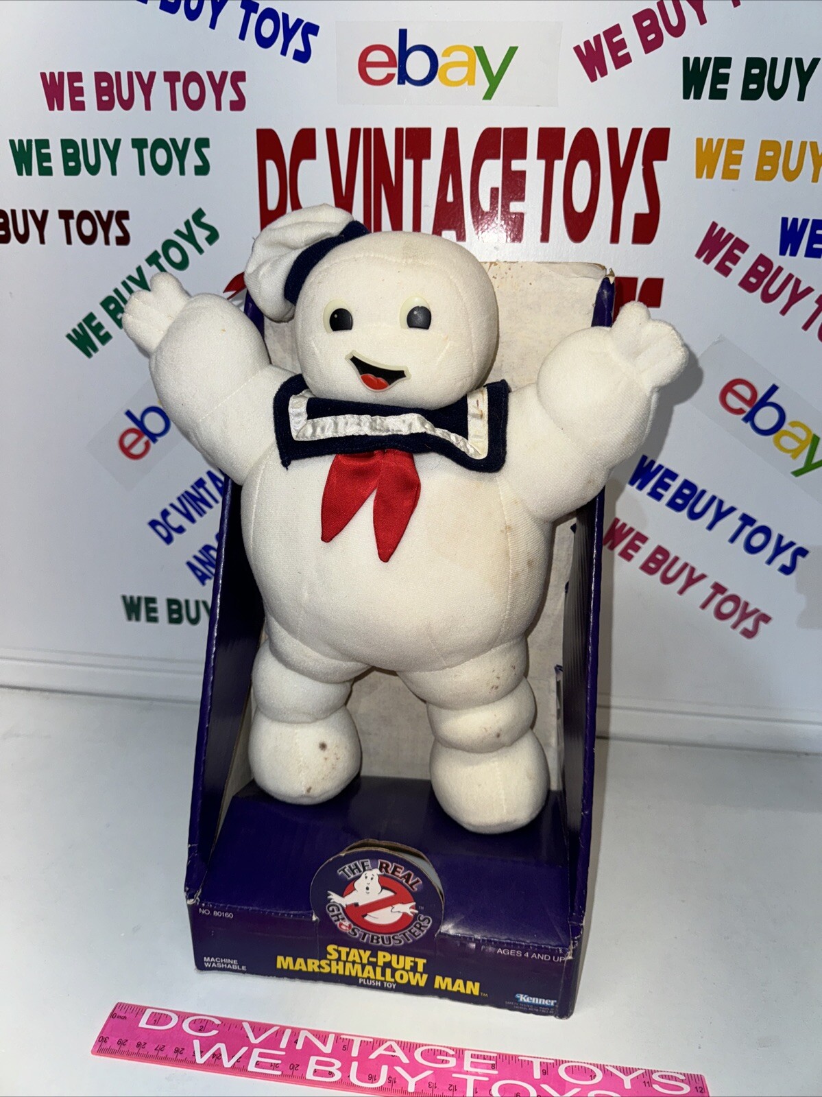 Vintage 1986 Ghostbusters Stay Puff Marshmallow Man Plush Kenner Glow In Dark