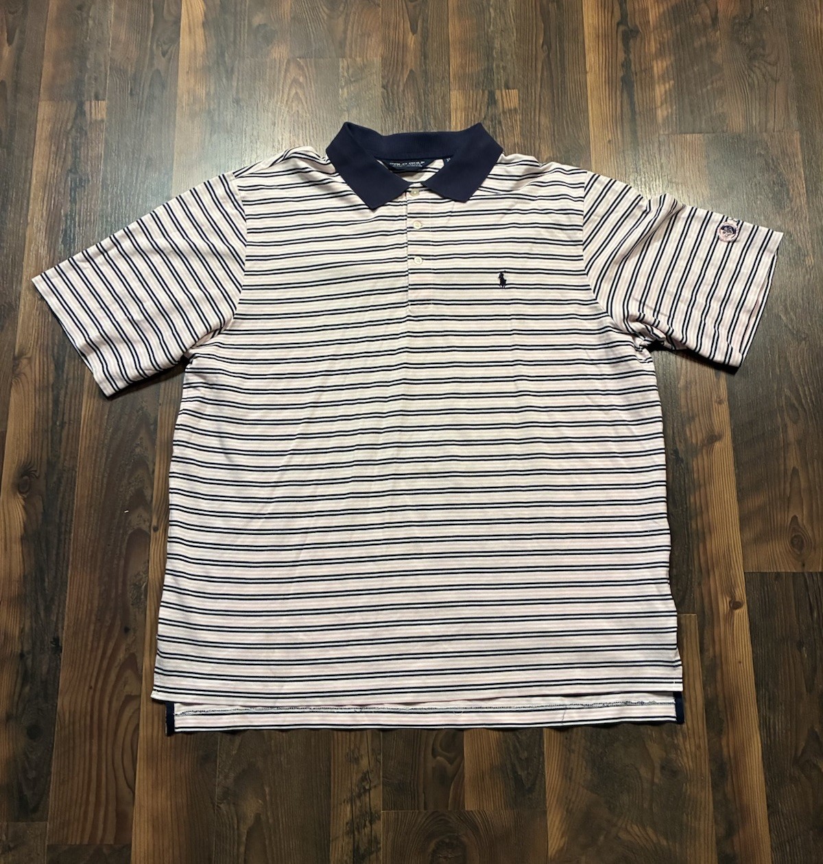 Polo Golf By Ralph Lauren Men’s Shirt Sz Xz Short Sleeve Polo Striped Pink Blue