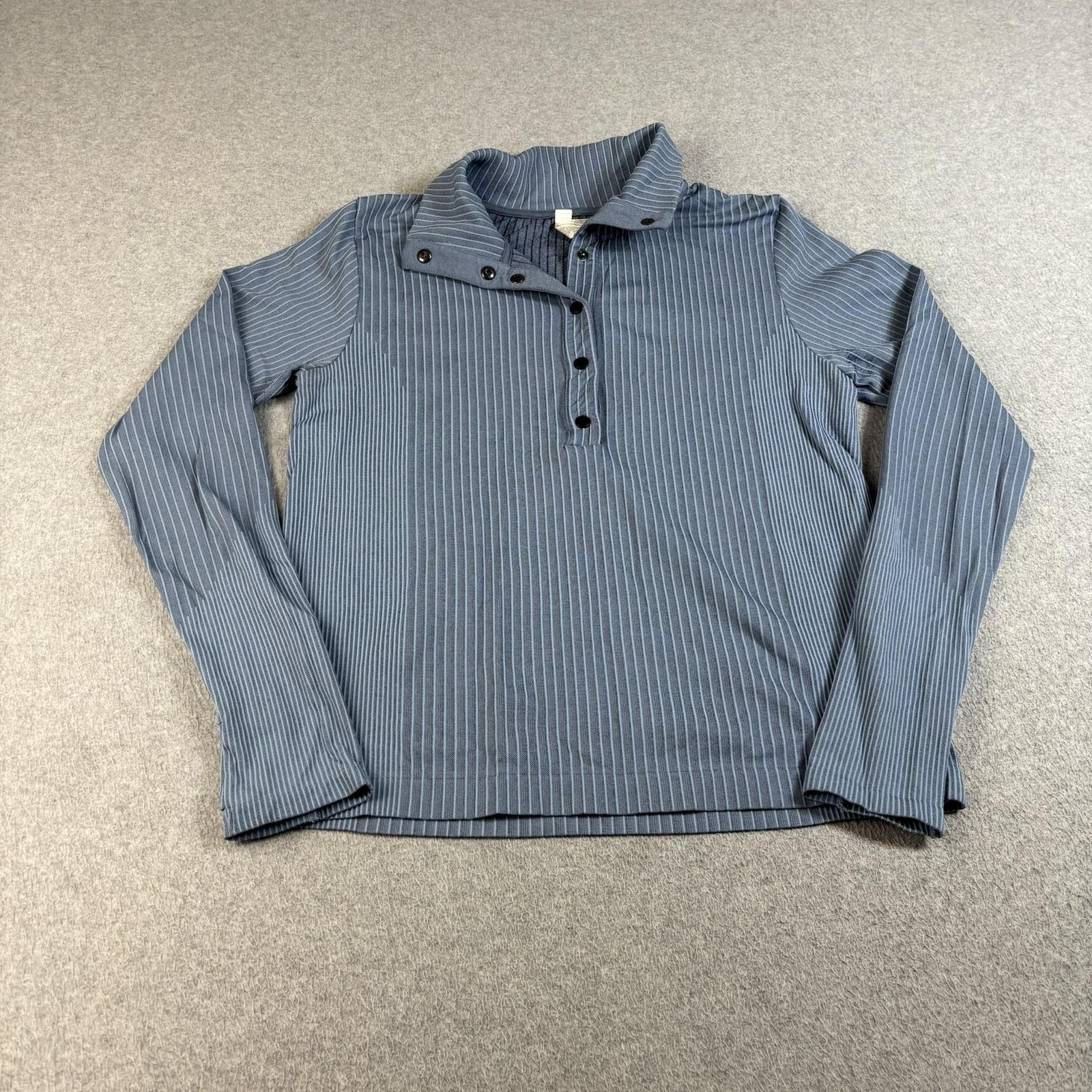 Athleta Shirt Women Large Blue Flurry Seamless Ribbed Long Sleeve Henley Hiking