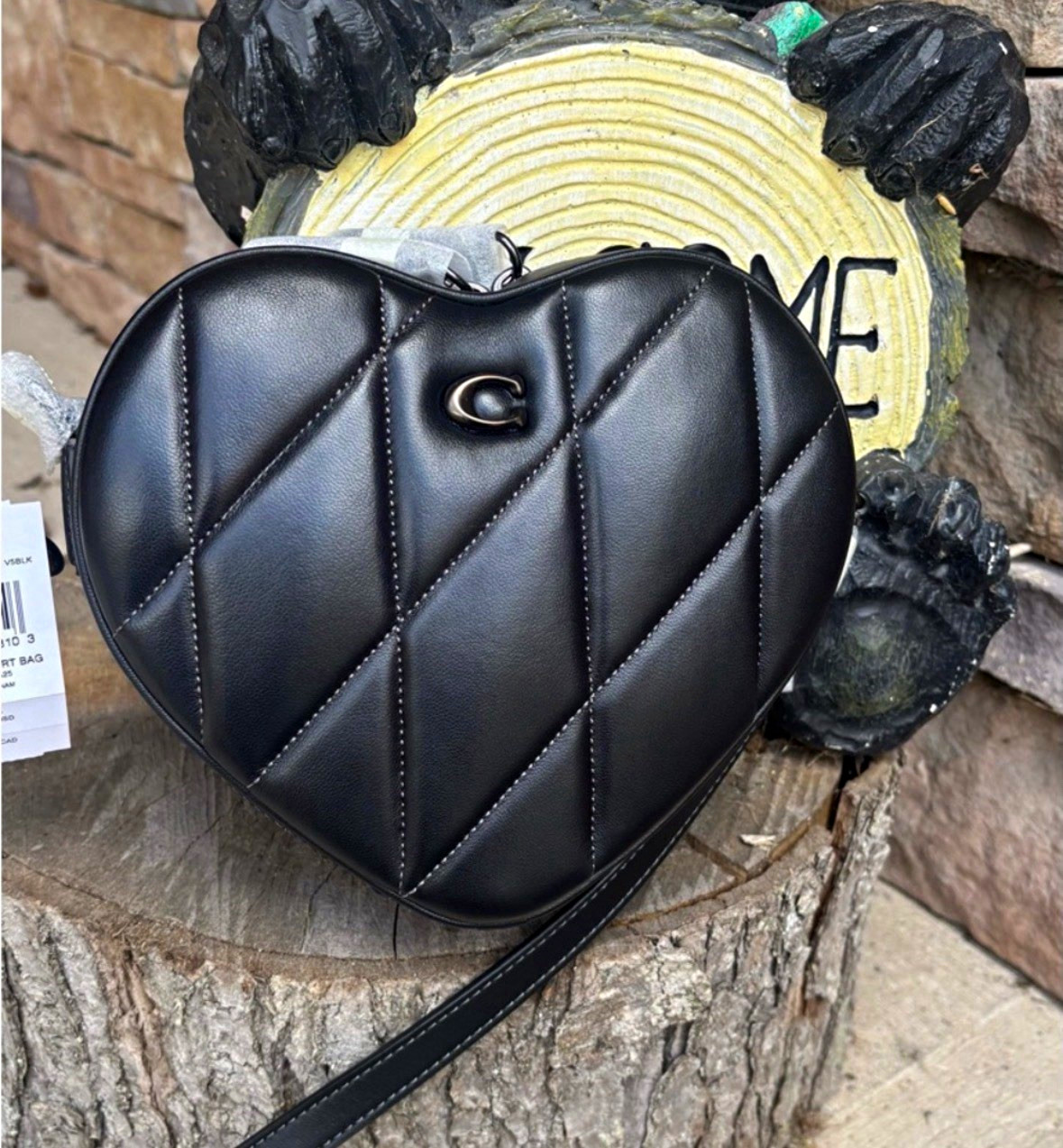 Authentic COACH 1941 Black Quilted Heart Crossbody Zip Detachable Adjust Strap