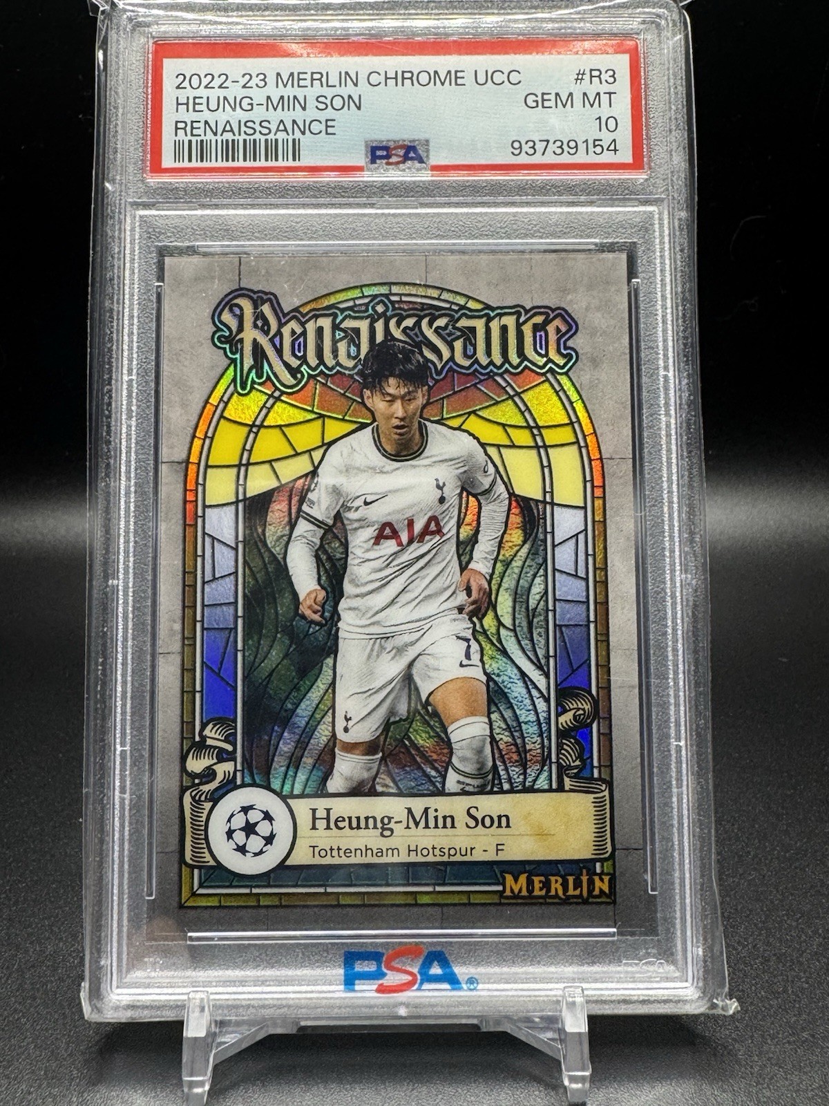 2022-23 Topps Merlin Chrome UEFA Heung-Min Son Renaissance #R-3 Tottenham PSA 10 2022-23 Topps Merlin Chrome UEFA Heung-Min Son Renaissance #R-3 Tottenham PSA 10