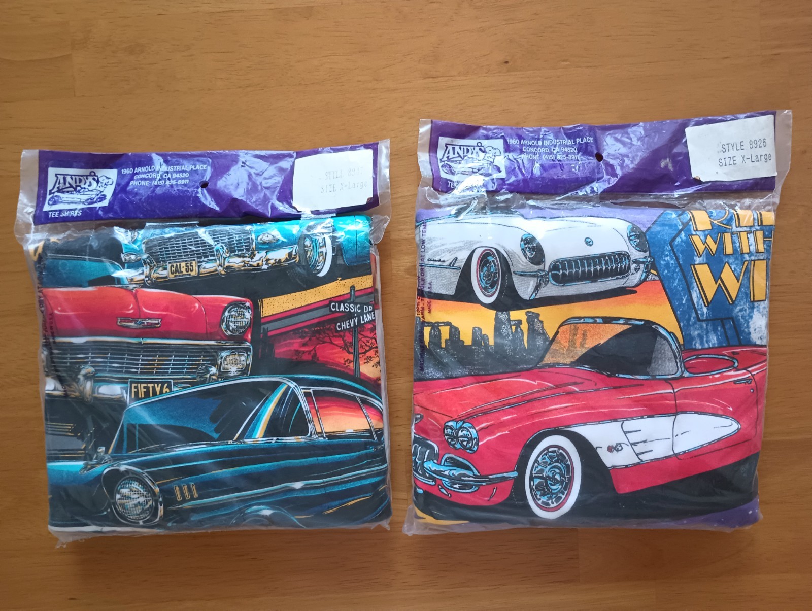 TWO VINTAGE U.S. CAR QUALITY HANES T-SHIRTS X-LARGE SIZE NEW