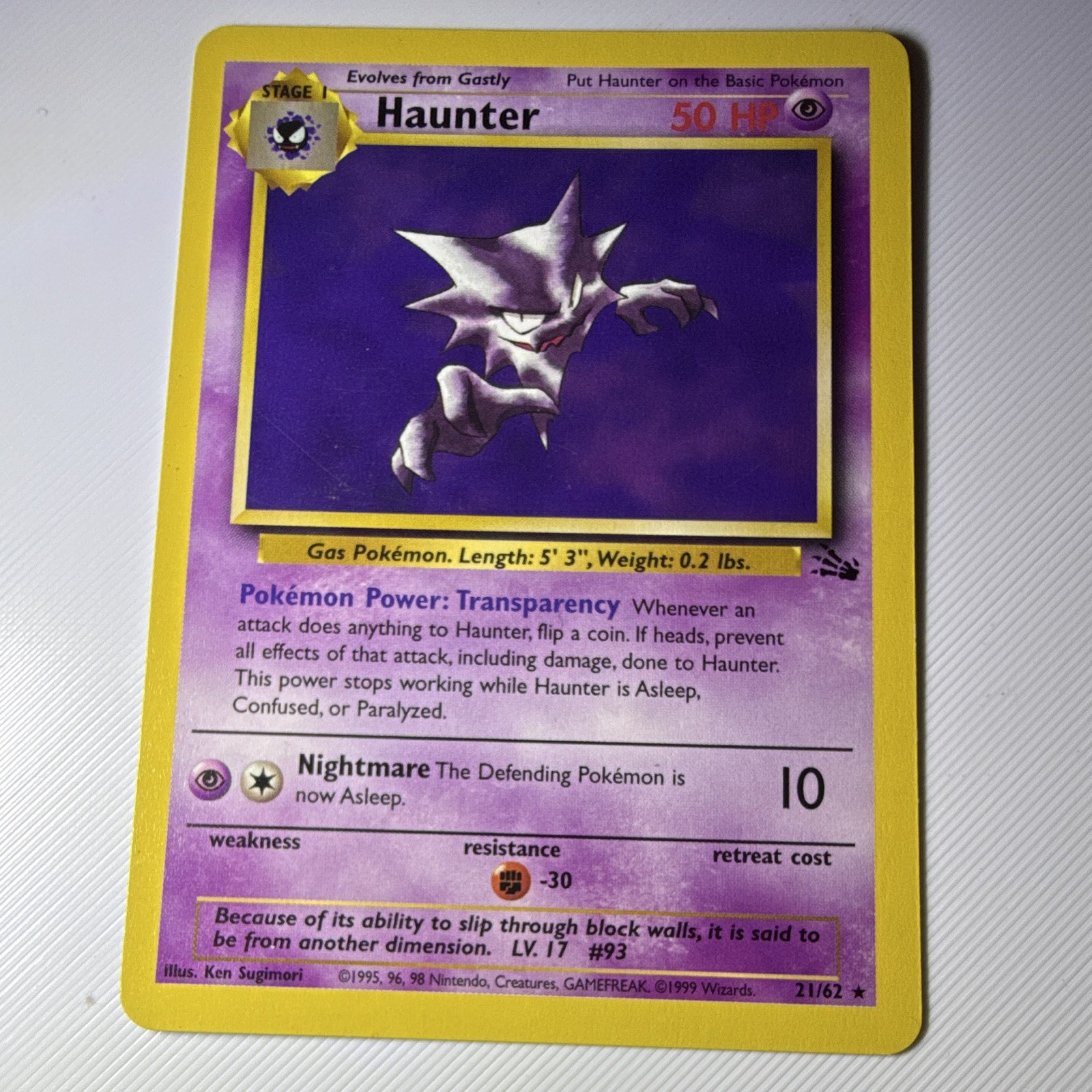 Wizards of the Coast Haunter 21/62 Fossil Uncommon 50 HP Unlimited Regular EN