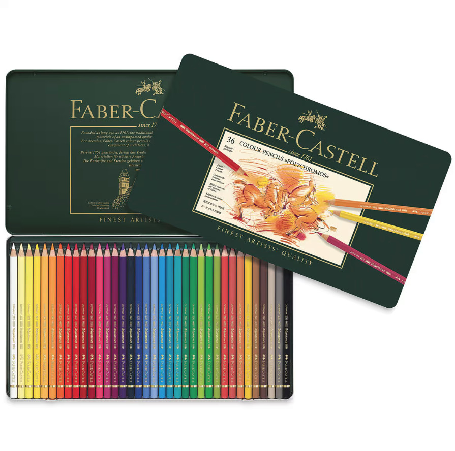 Faber-Castell Polychromos Pencil Set - Set of 36 Tin Box, Assorted Colors