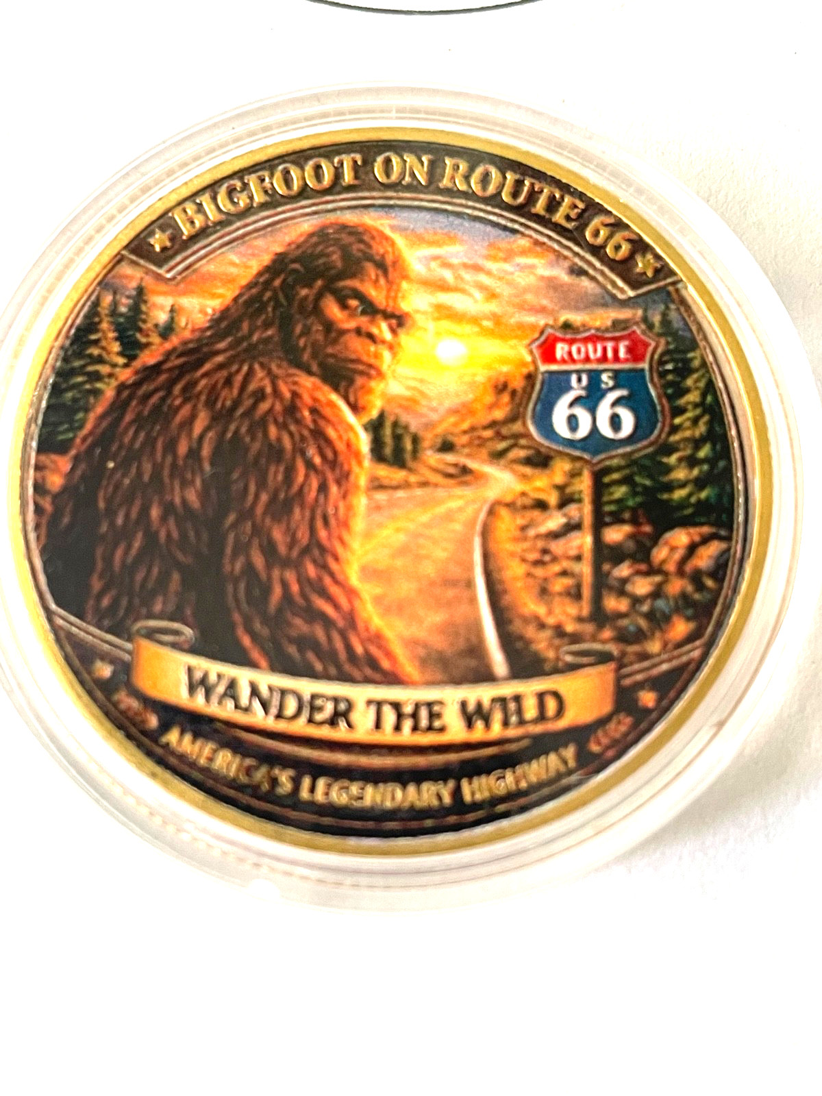 BIGFOOT COIN and  BIGFOOT Pin   ROUTE 66 Coin