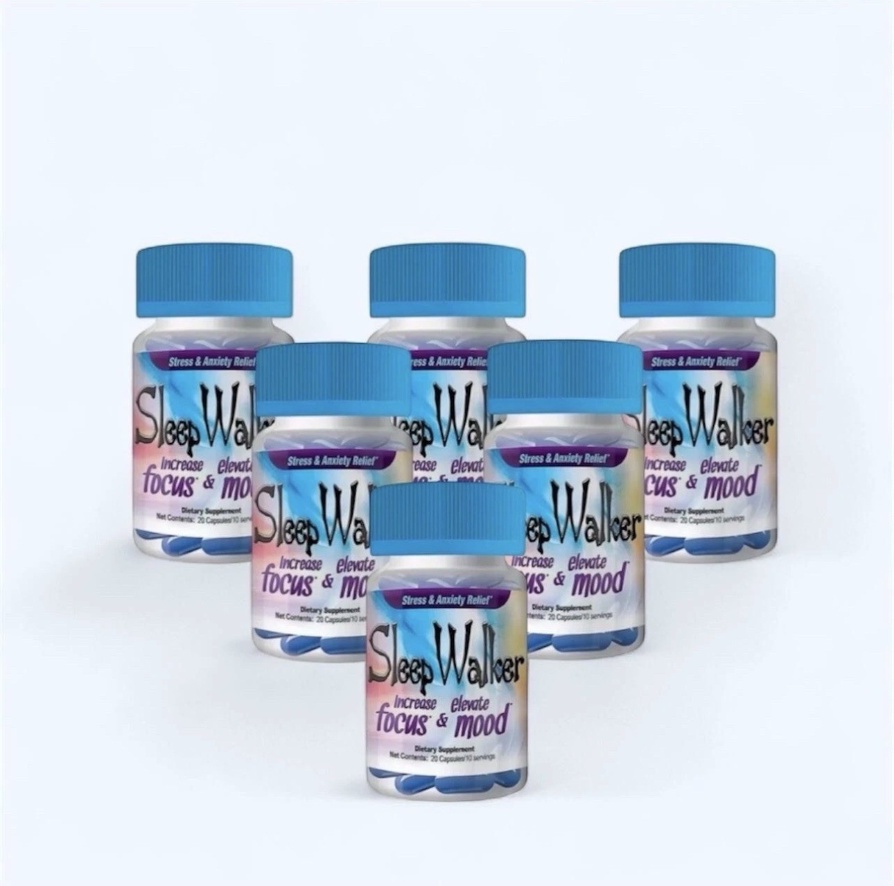 Sleepwalker 20ct 6 Bottles Focus Increase Mood Enhancer SEALED BOTTLE  