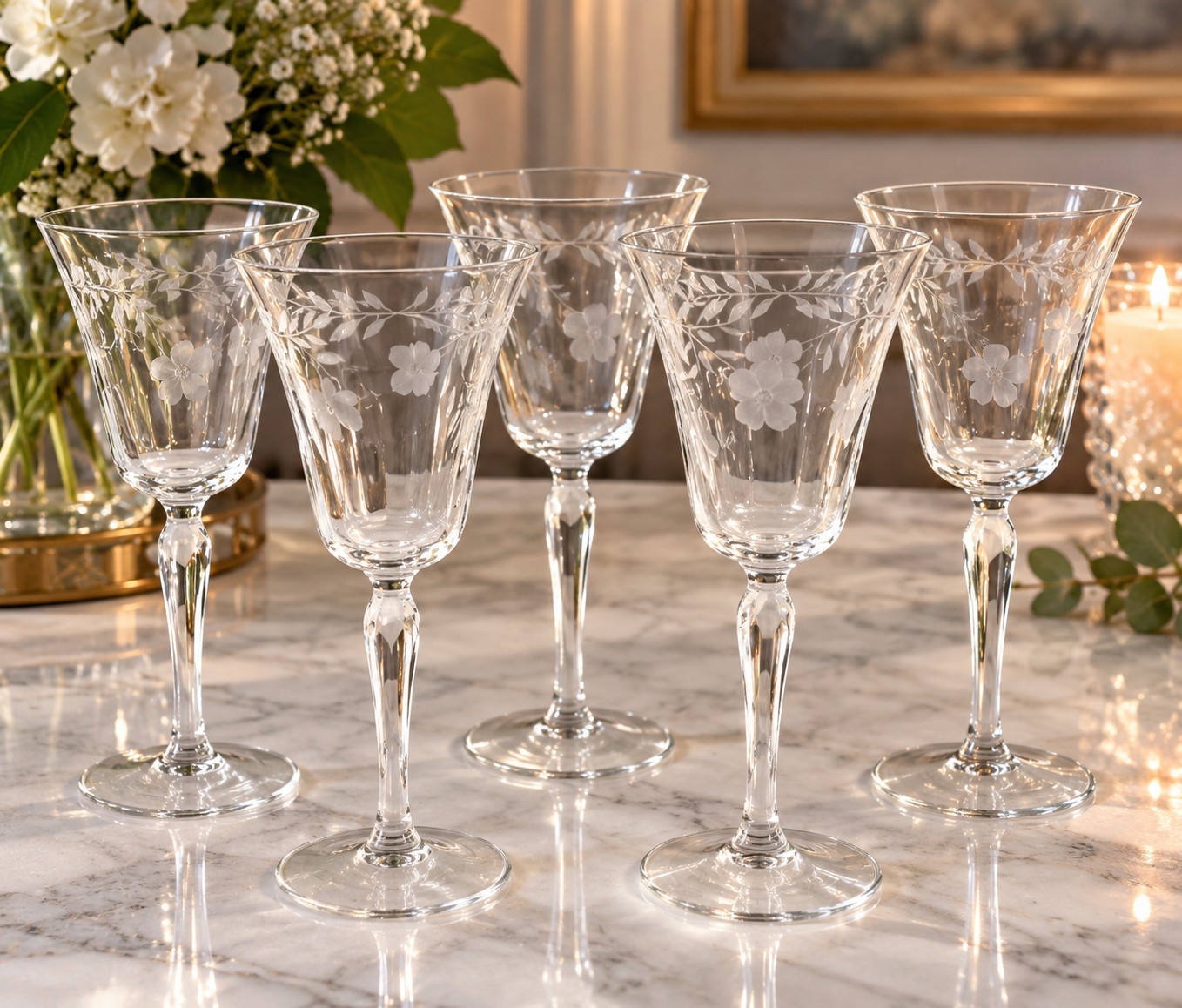 MCM Etched Floral Optic Crystal 8\