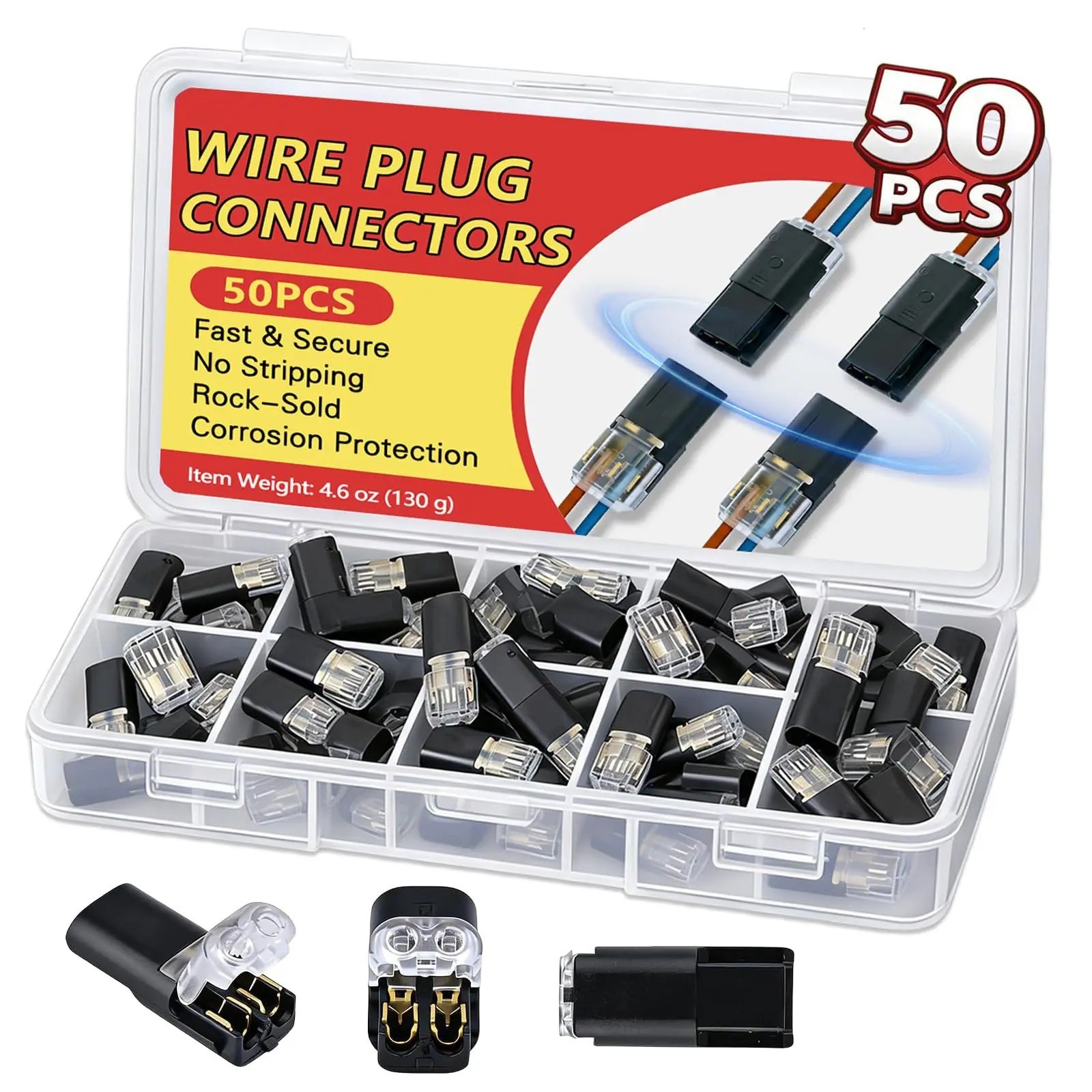 50Pcs 2 Pin Quick Connect Wire Connectors No Strip Tool Free LED Low Voltage 50Pcs 2 Pin Quick Connect Wire Connectors No Strip Tool Free LED Low Voltage