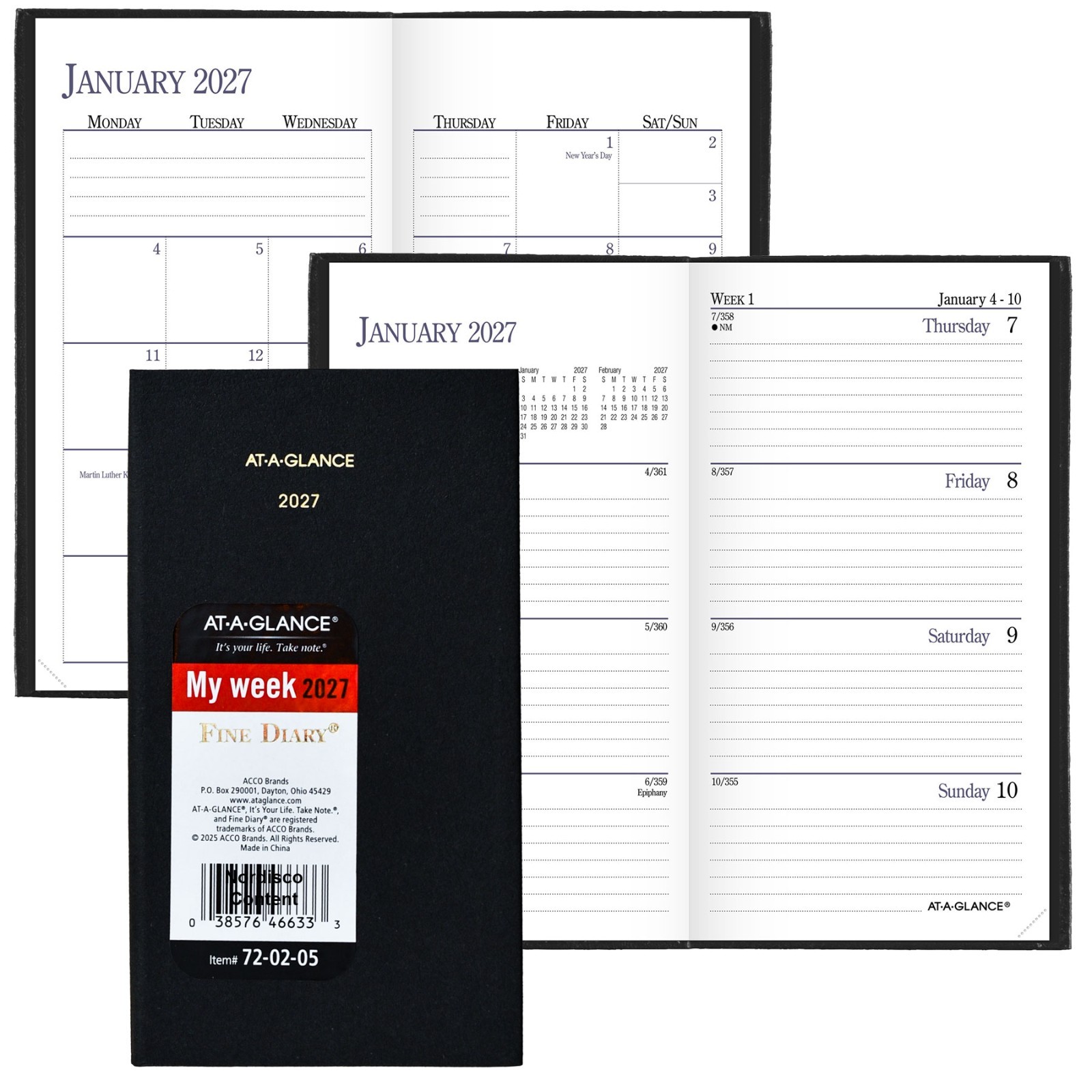 2027 At-A-Glance 72-02-05 Fine Diary Weekly Monthly Planner, 3 x 6 2027 At-A-Glance 72-02-05 Fine Diary Weekly Monthly Planner, 3 x 6