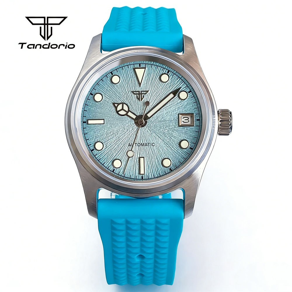 Tandorio 36mm Titanium/Steel 200m Diver Sapphire PT5000 Miyota 8215 Men Watch