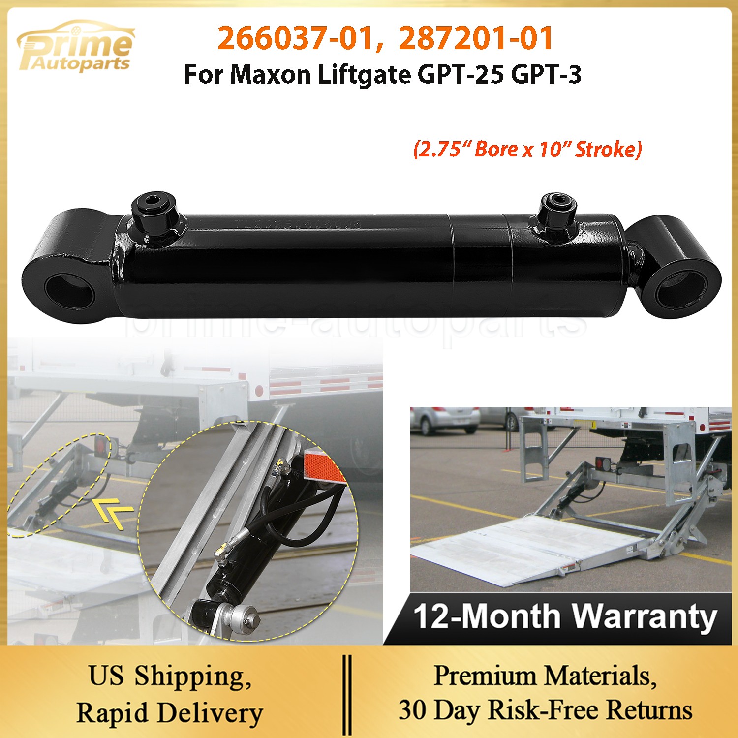 FOR Maxon GPT-25/GPT-3 Liftgate Hydraulic Cylinder Assembly 266037-01 287201-01
