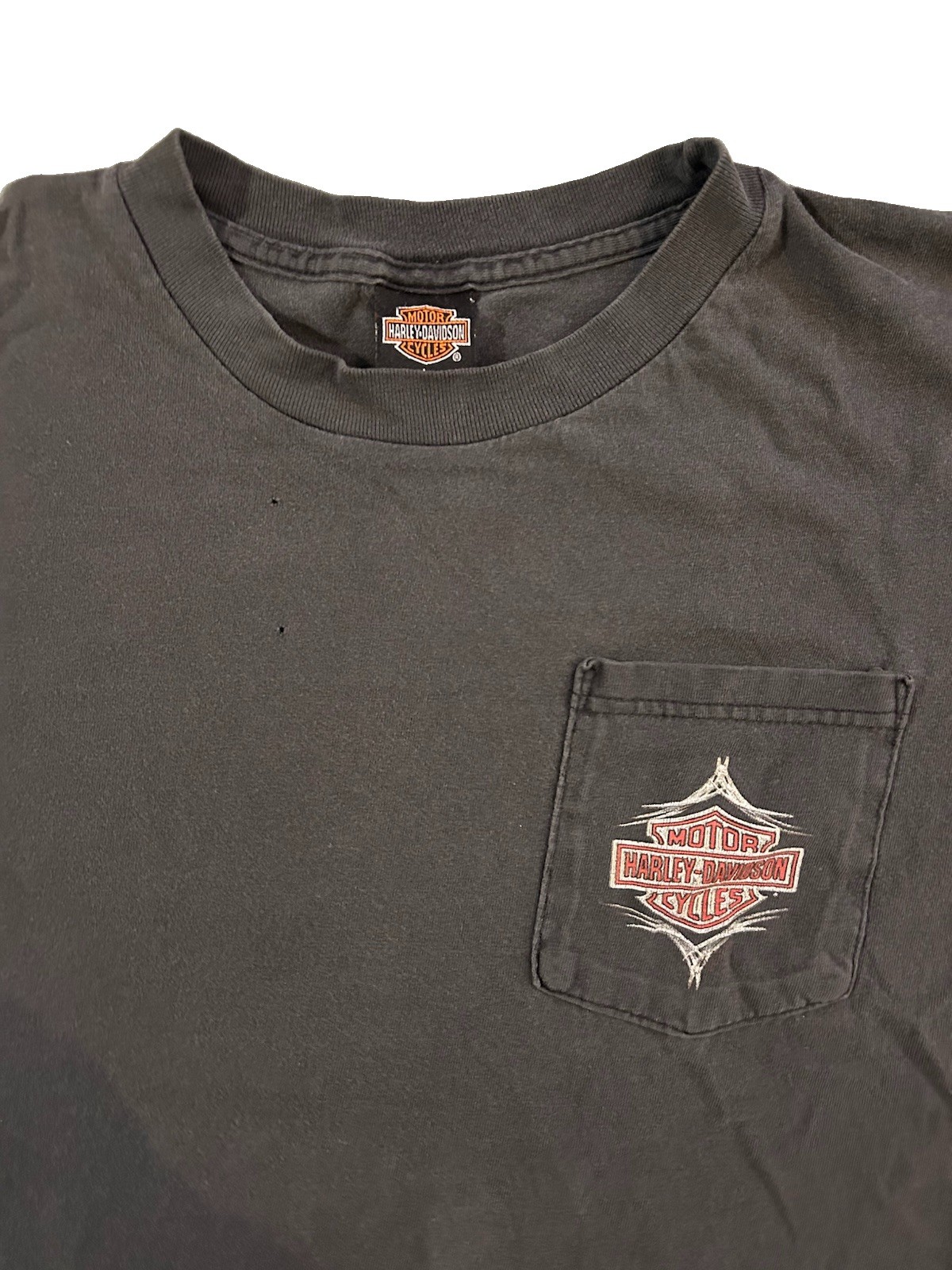 Vintage Faded 90s Harley Davidson Tribal Shield Pocket T-shirt 